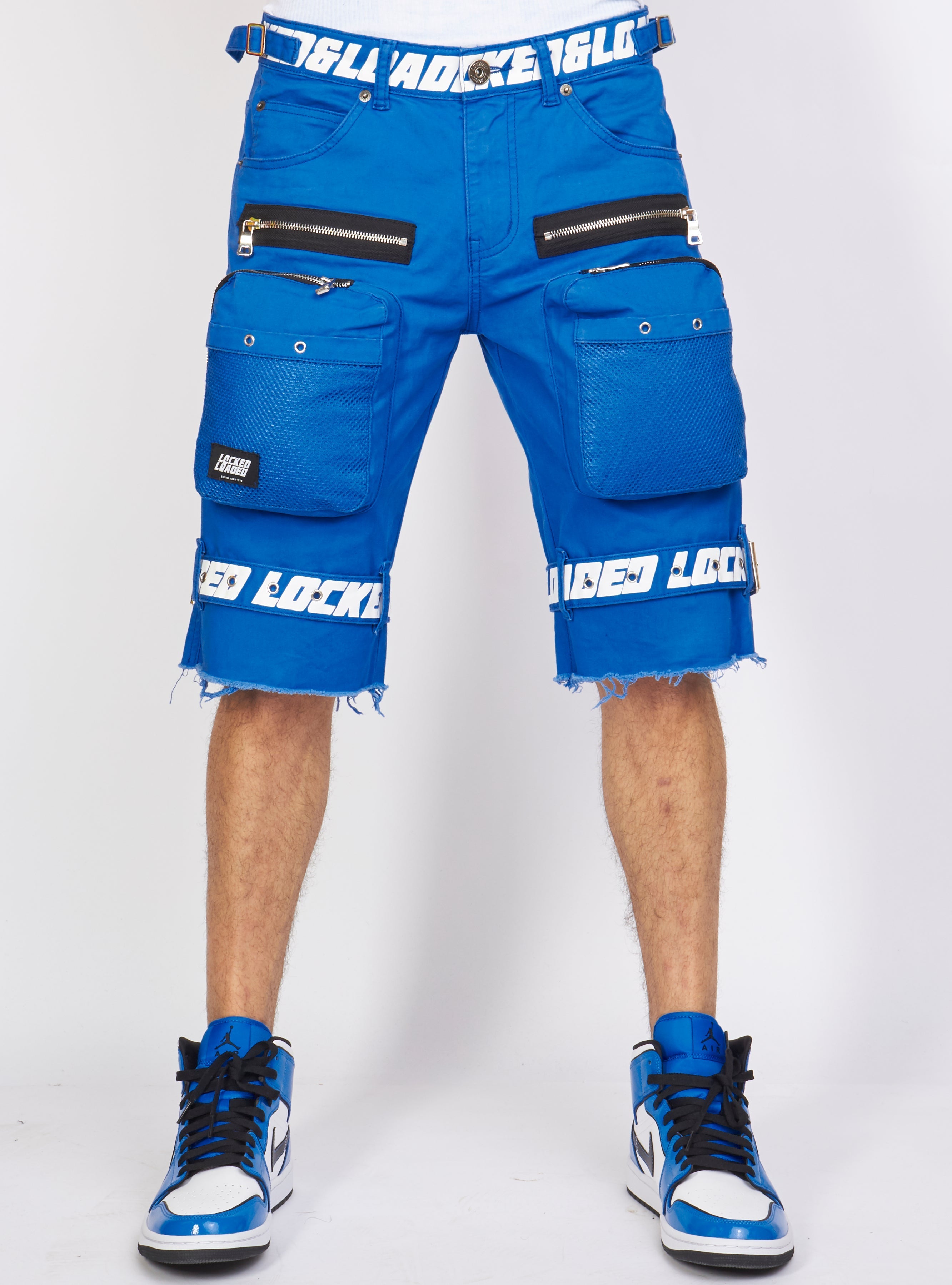 LNL Shorts - Strapped - Royal Blue with White - LDS421102