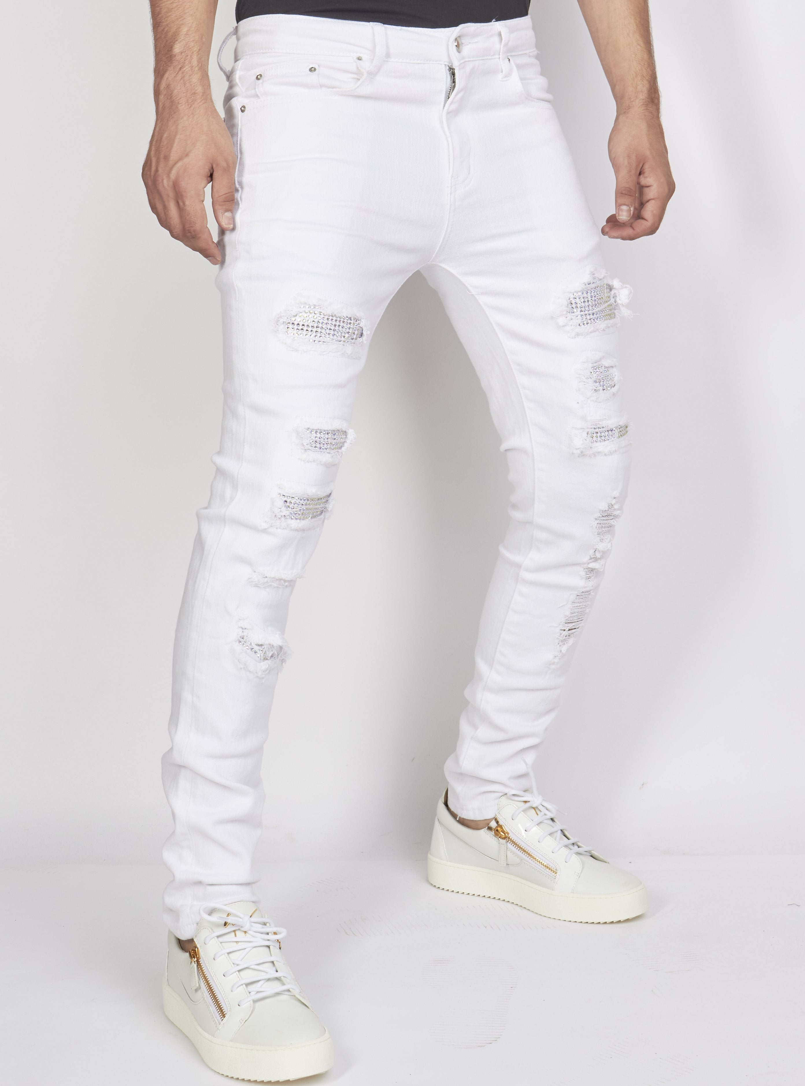 Politics Jeans - Distressed with Stones - White and Multi - PLTKS0521625