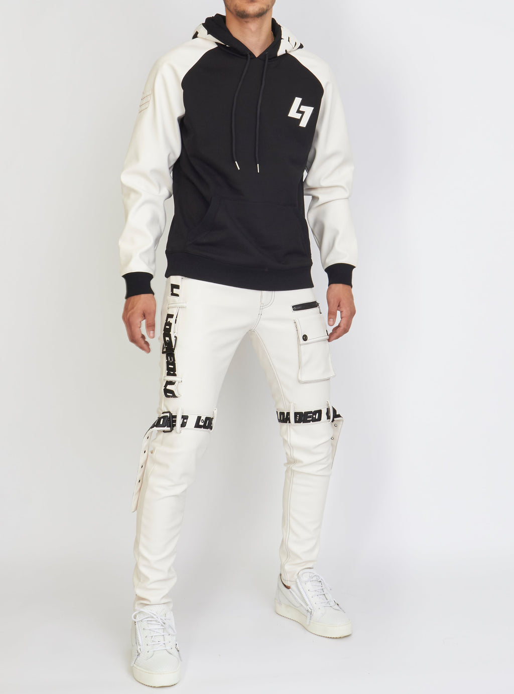 LNL Hoodie - Leather - Black and White - LLFZ1025501