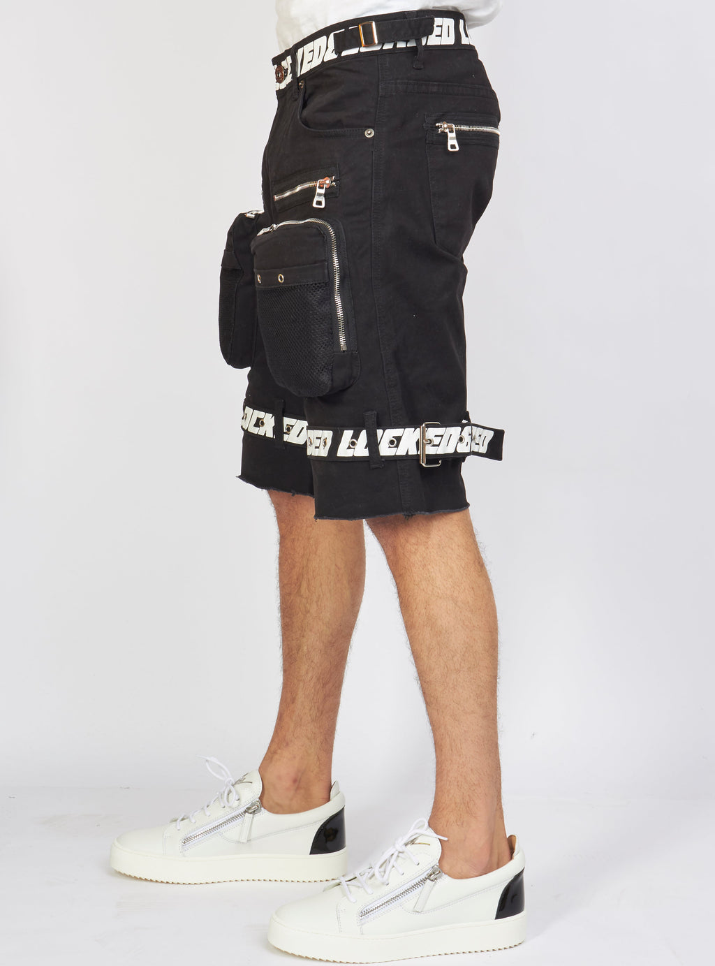 LNL Shorts - Strapped - Black with White - LDS421102