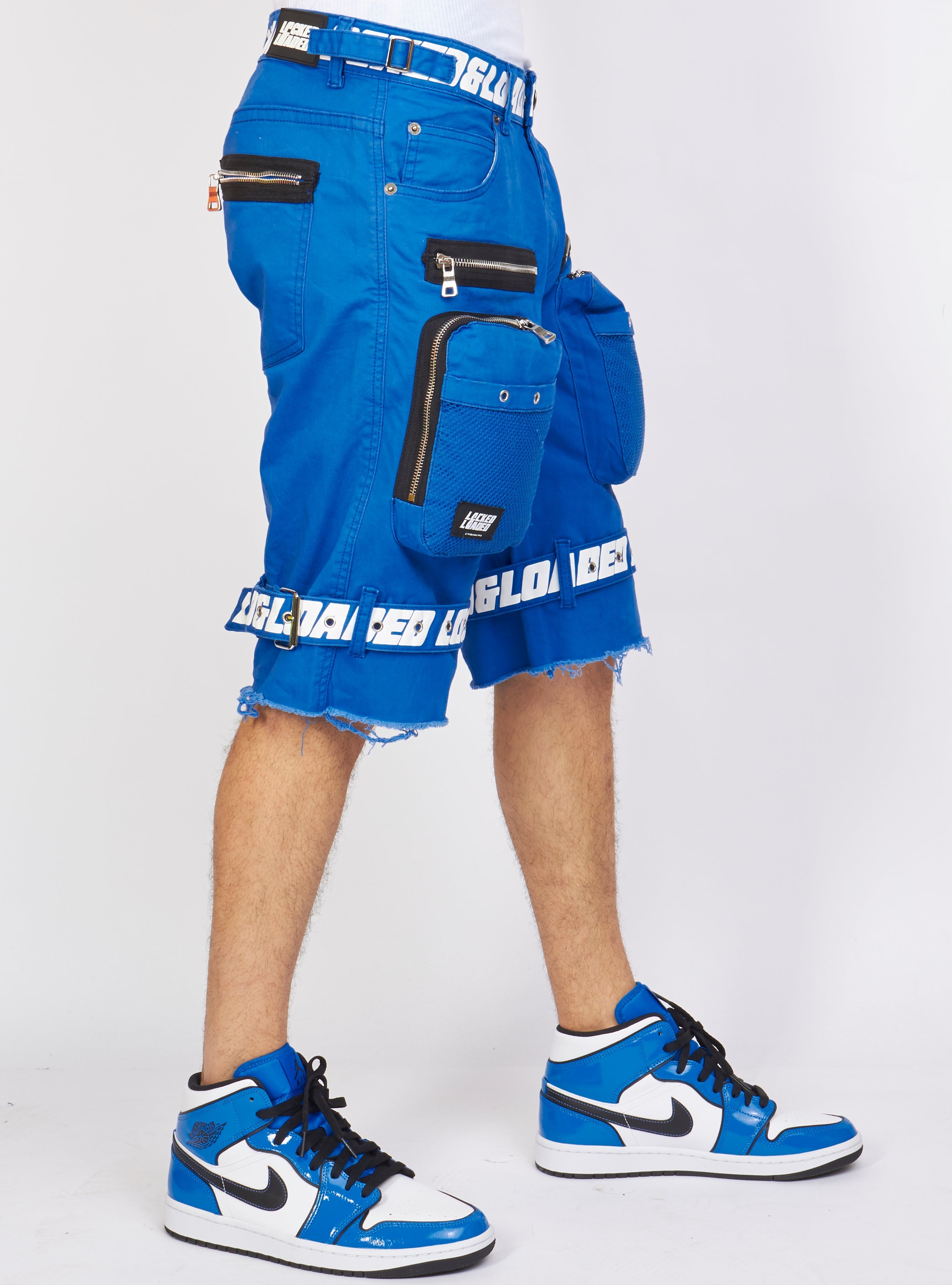 LNL Shorts - Strapped - Royal Blue with White - LDS421102