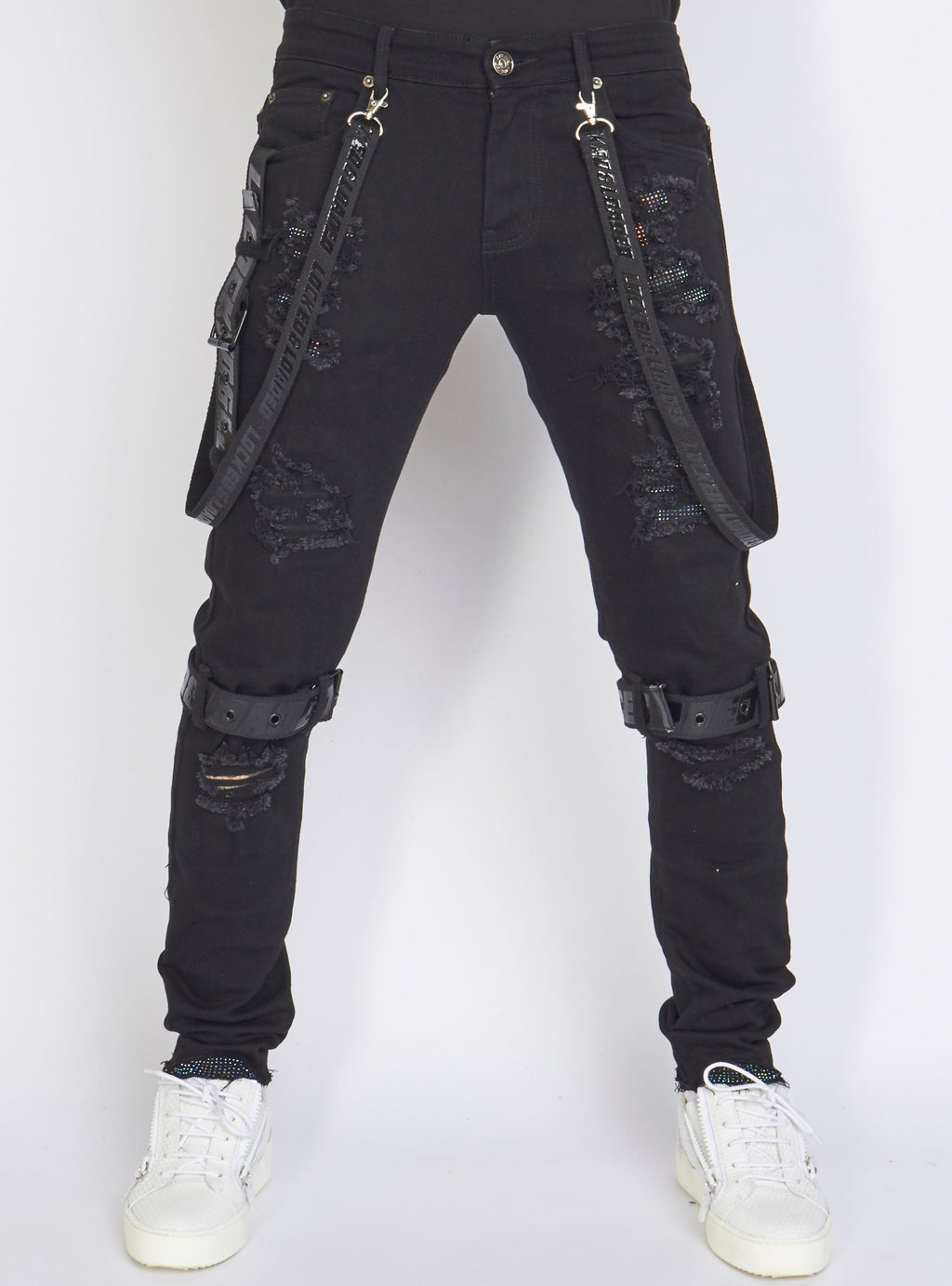 LNL Jeans - Straps - Black On Black - LLCDP0925566