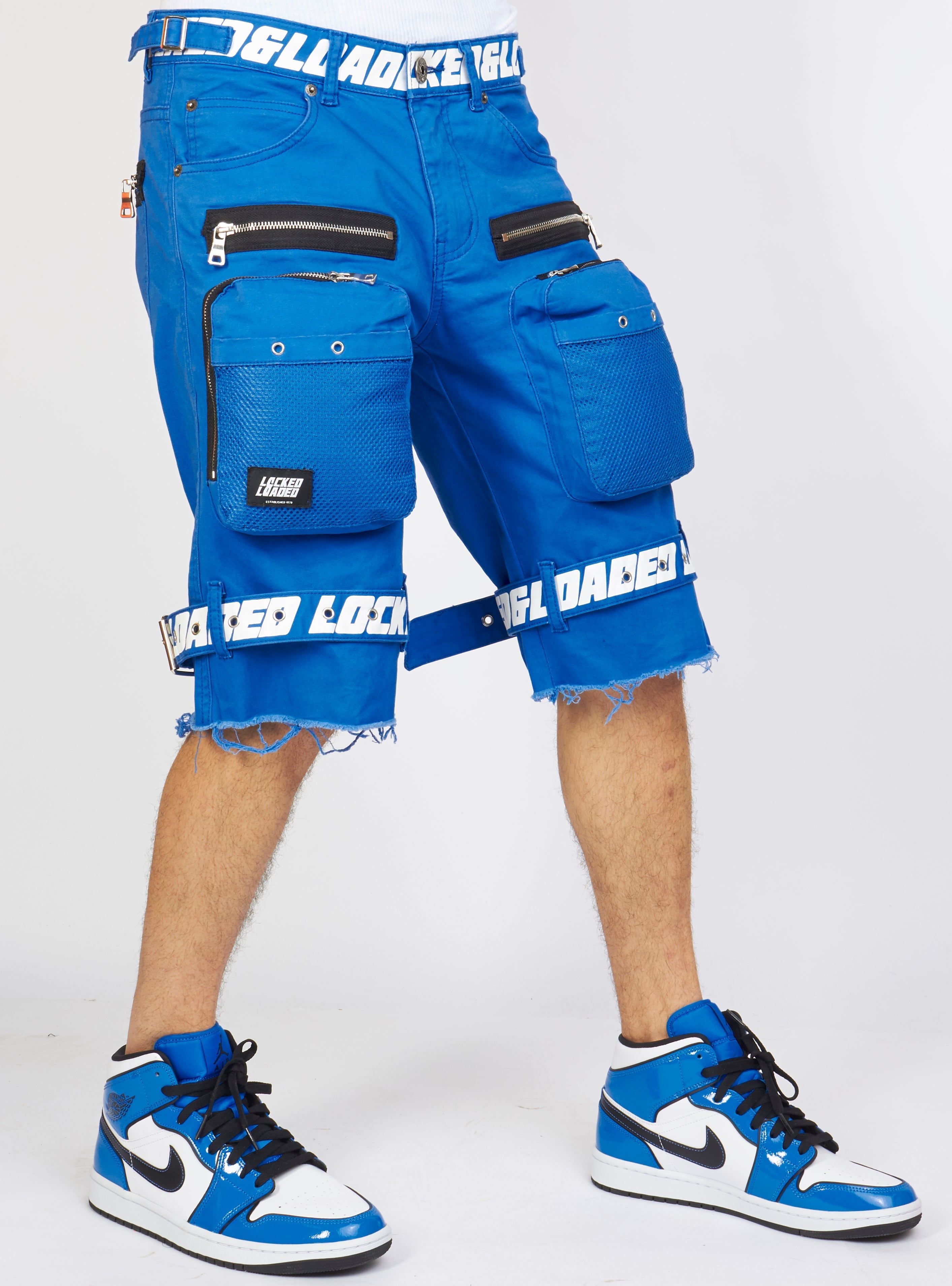 LNL Shorts - Strapped - Royal Blue with White - LDS421102