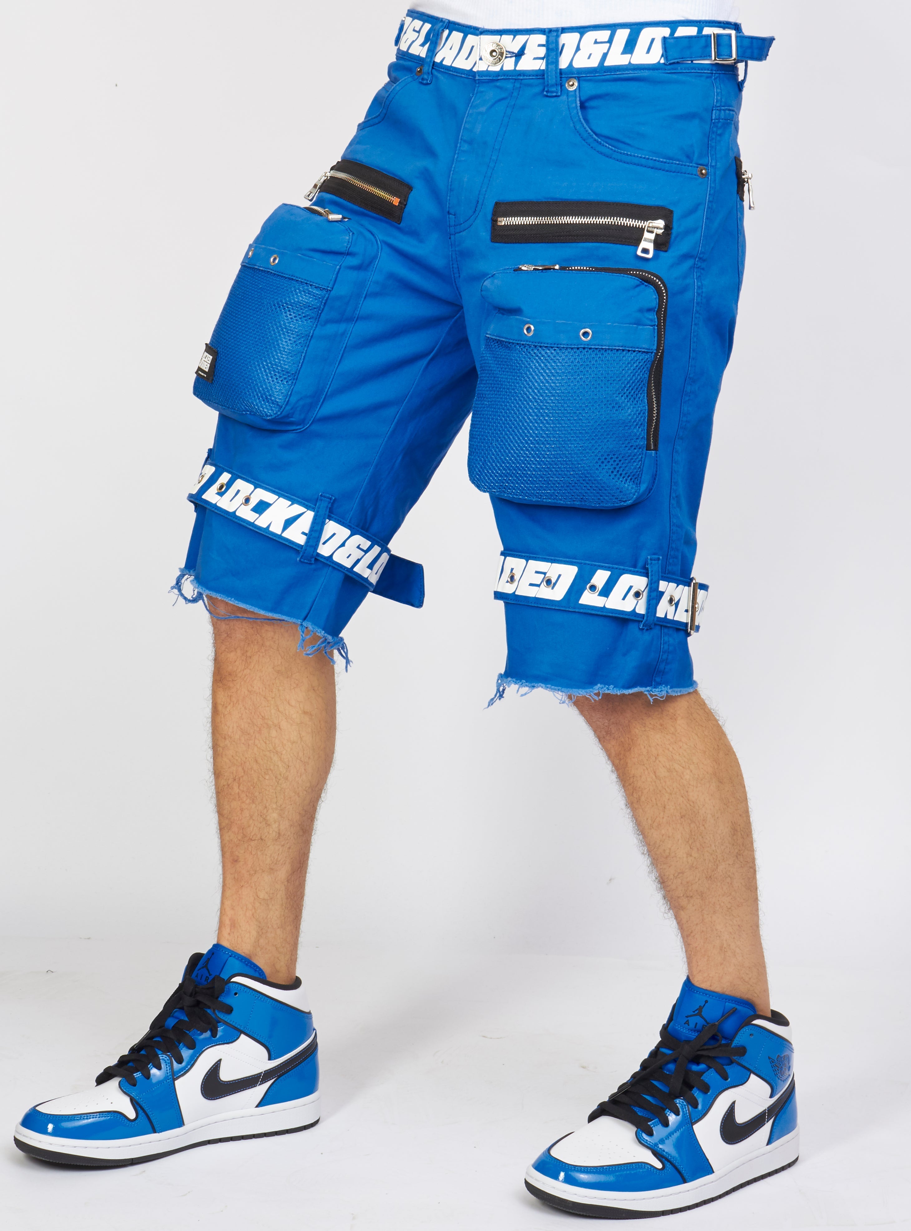 LNL Shorts - Strapped - Royal Blue with White - LDS421102