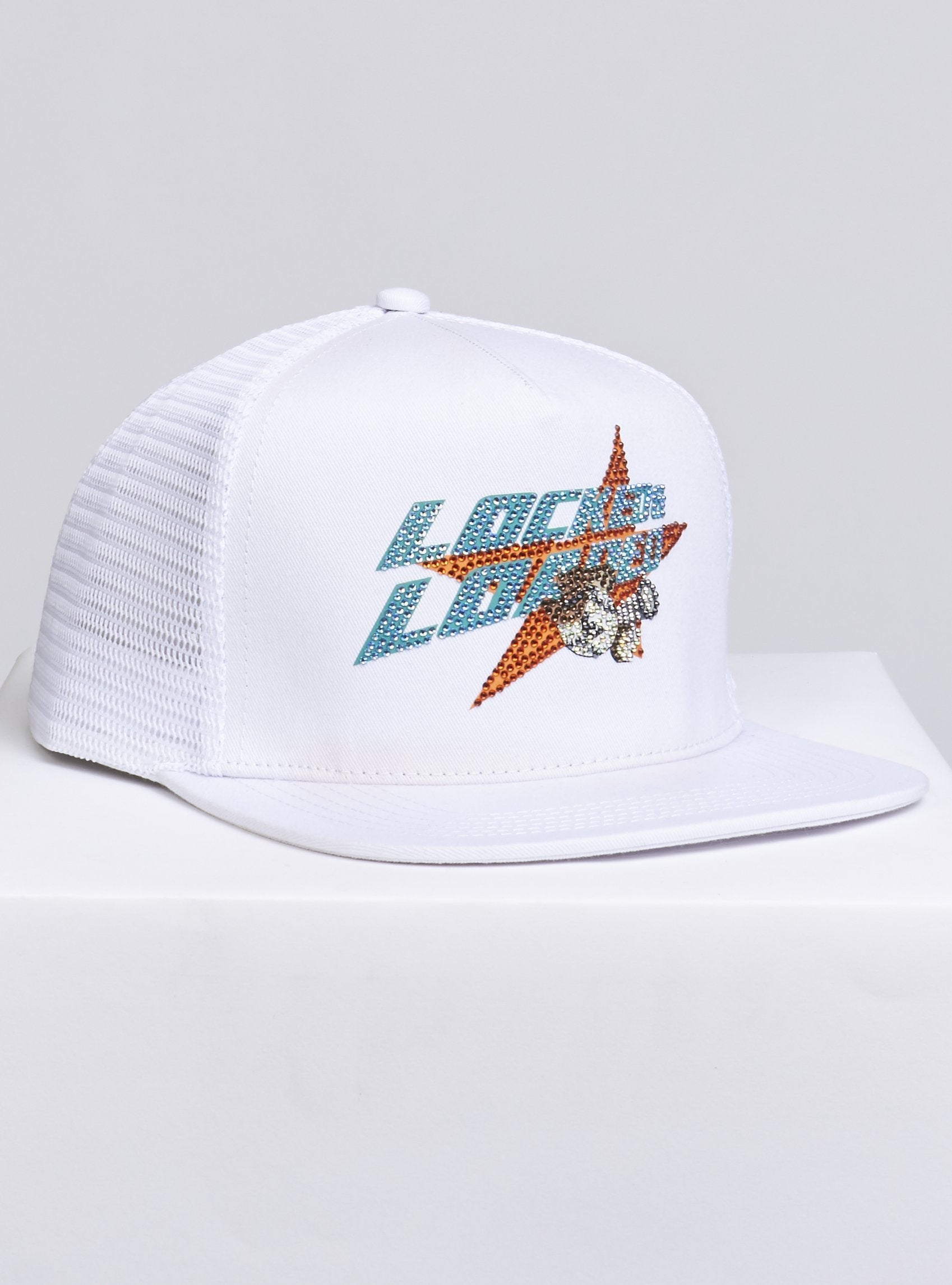 LNL Snapback - Heavy Hitta - Aqua and Coral on White - 205