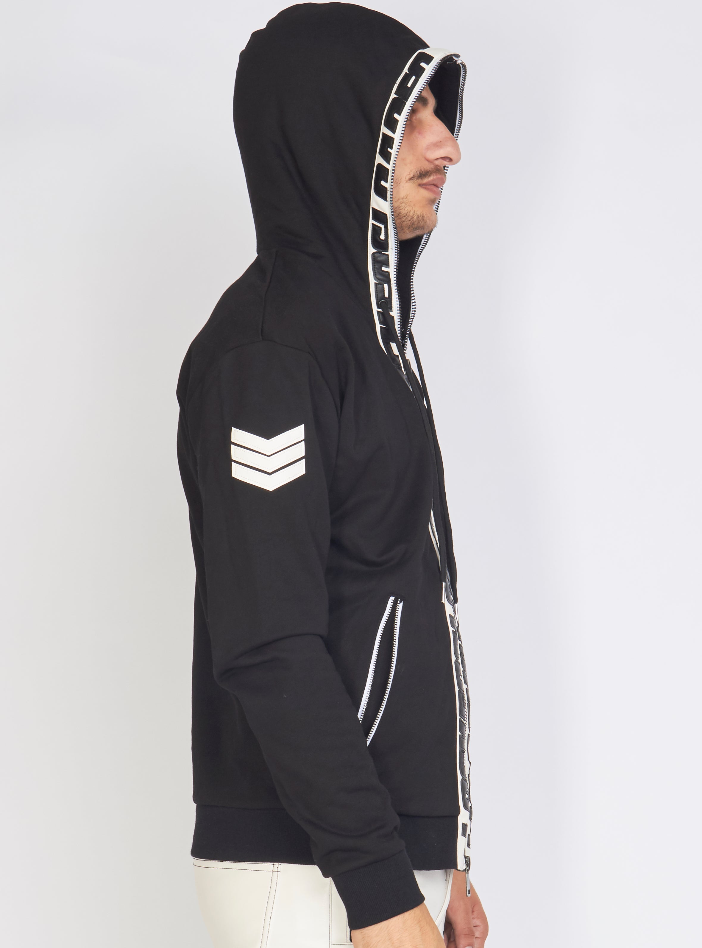 LNL Hoodie - Leather - Black and White - LLFZ1025501