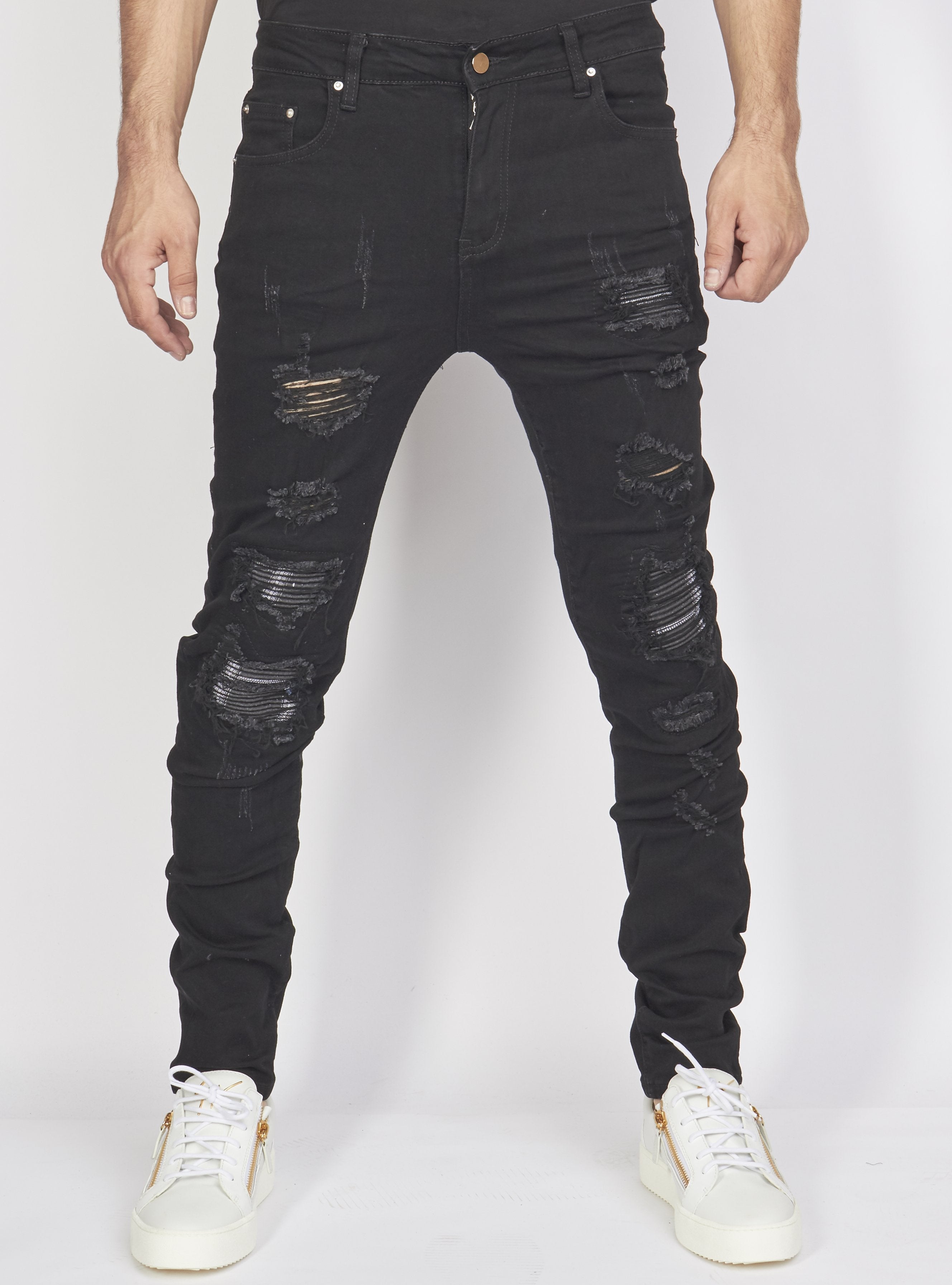 Politics Jeans - Distressed with Ribbing - Black - PLTKS0521664