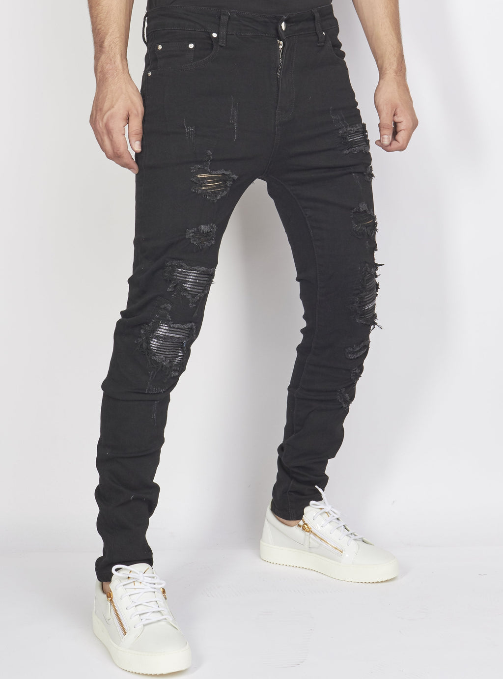 Politics Jeans - Distressed with Ribbing - Black - PLTKS0521664