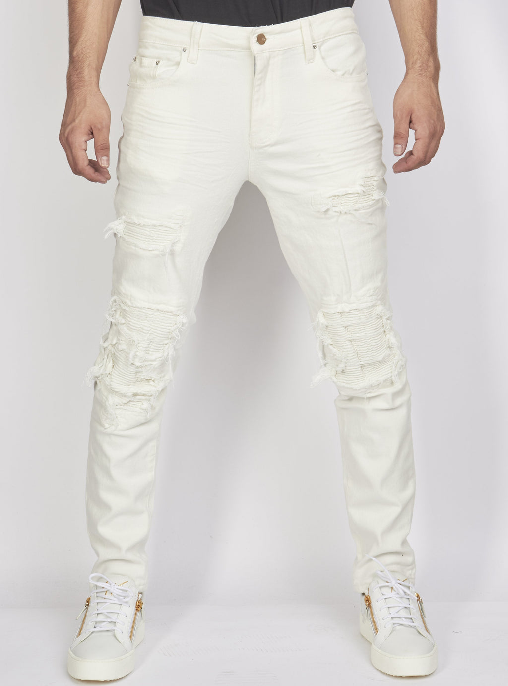 Politics Jeans - Distressed with Ribbing - White - PLTKS0521592