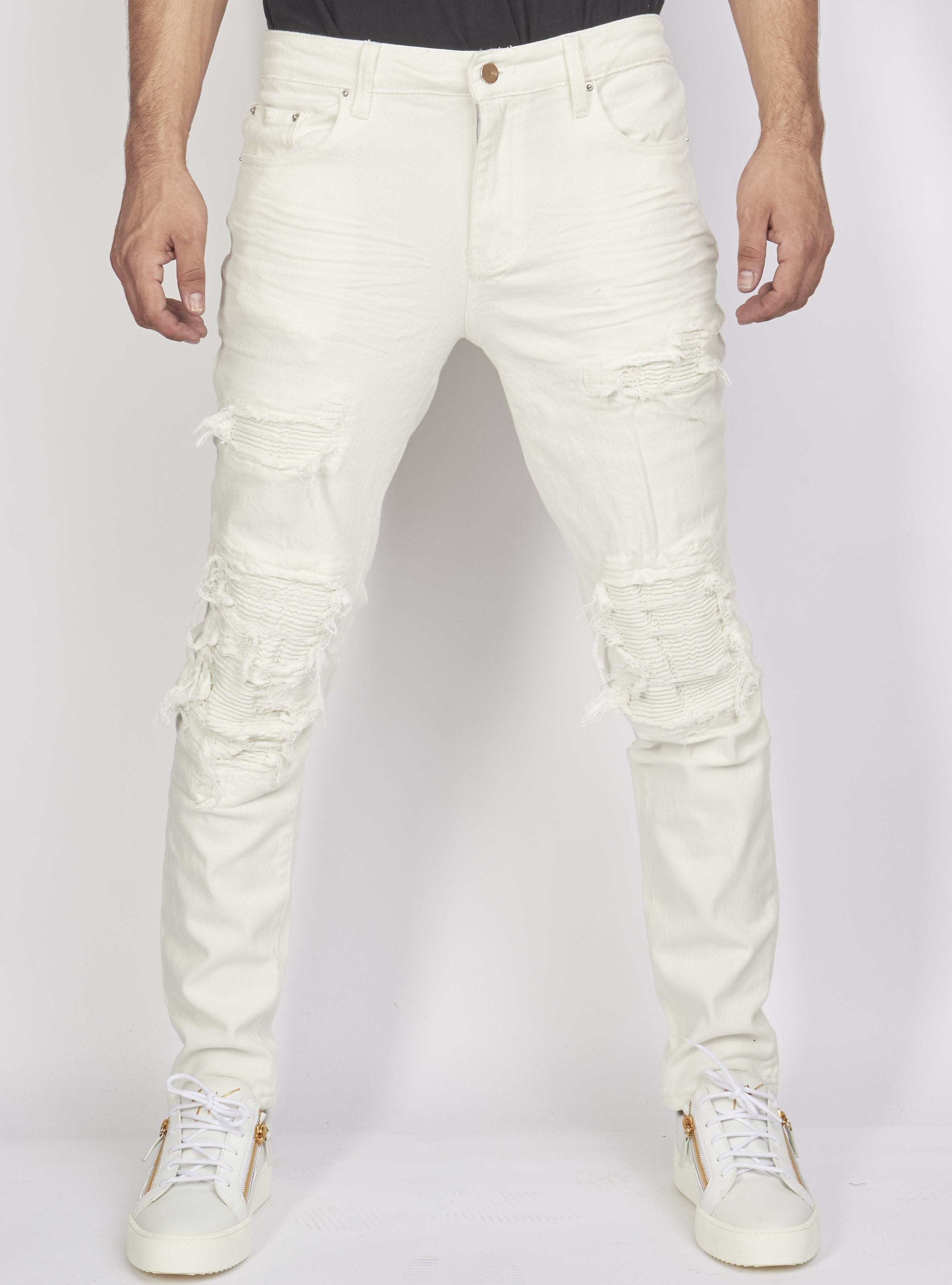 Politics Jeans - Distressed with Ribbing - White - PLTKS0521592