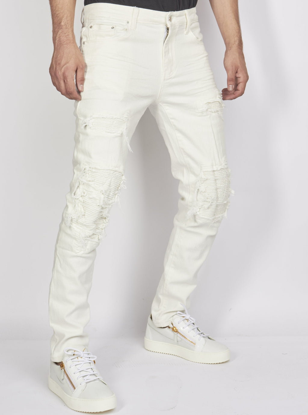 Politics Jeans - Distressed with Ribbing - White - PLTKS0521592