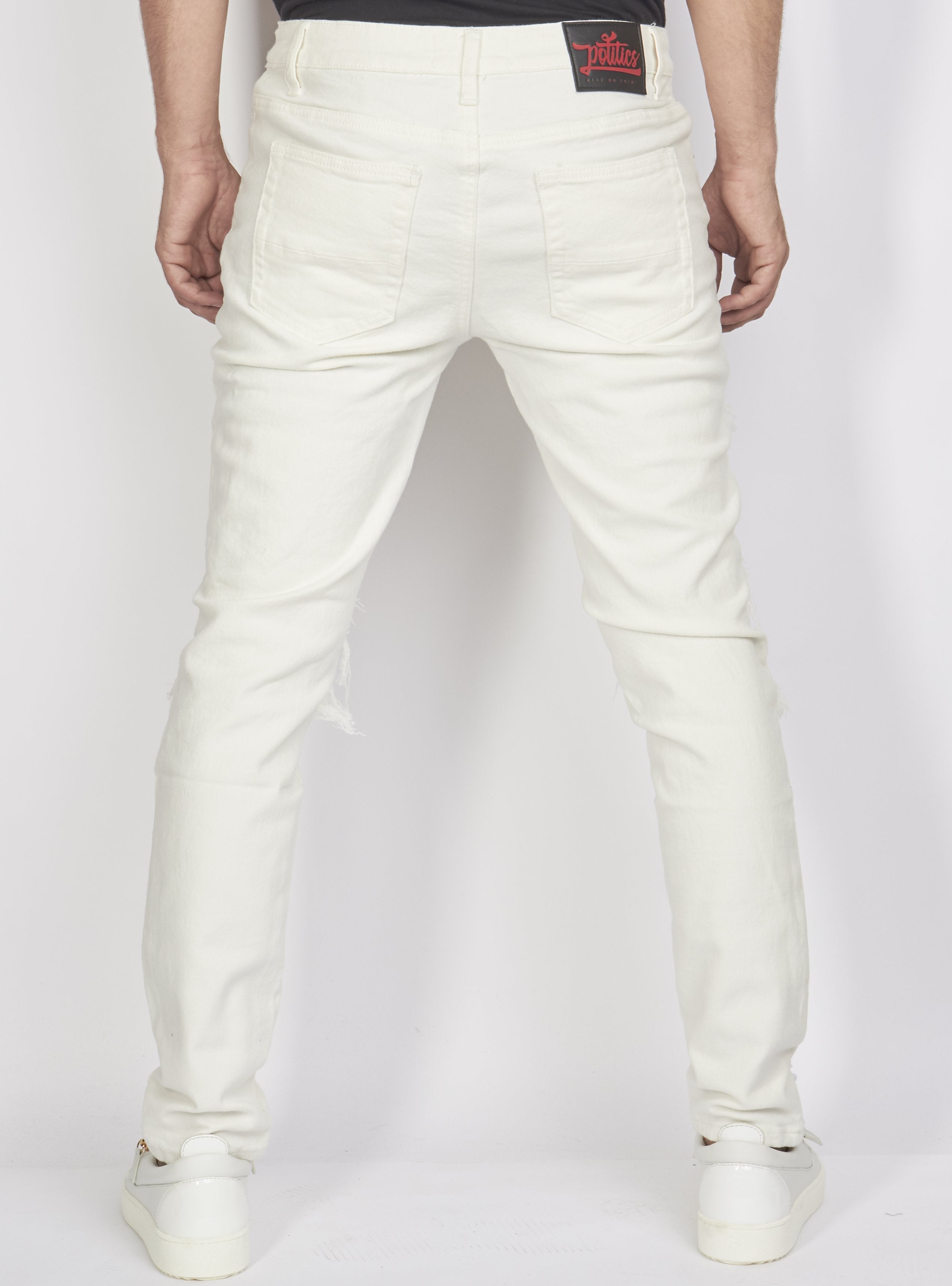 Politics Jeans - Distressed with Ribbing - White - PLTKS0521592