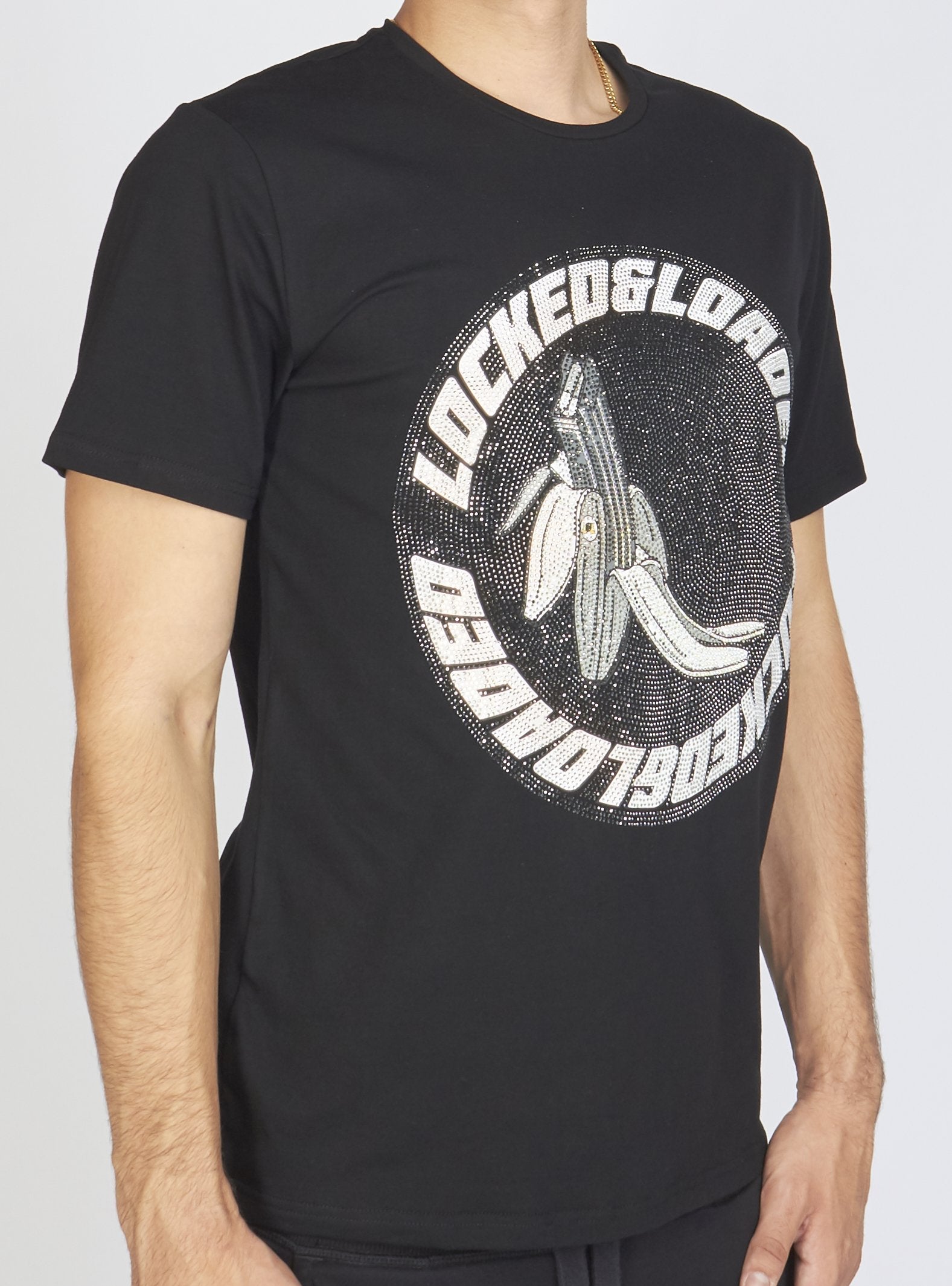 LNL T-Shirt - B. Clip - Silver and Black on Black - LLBCRT0925104