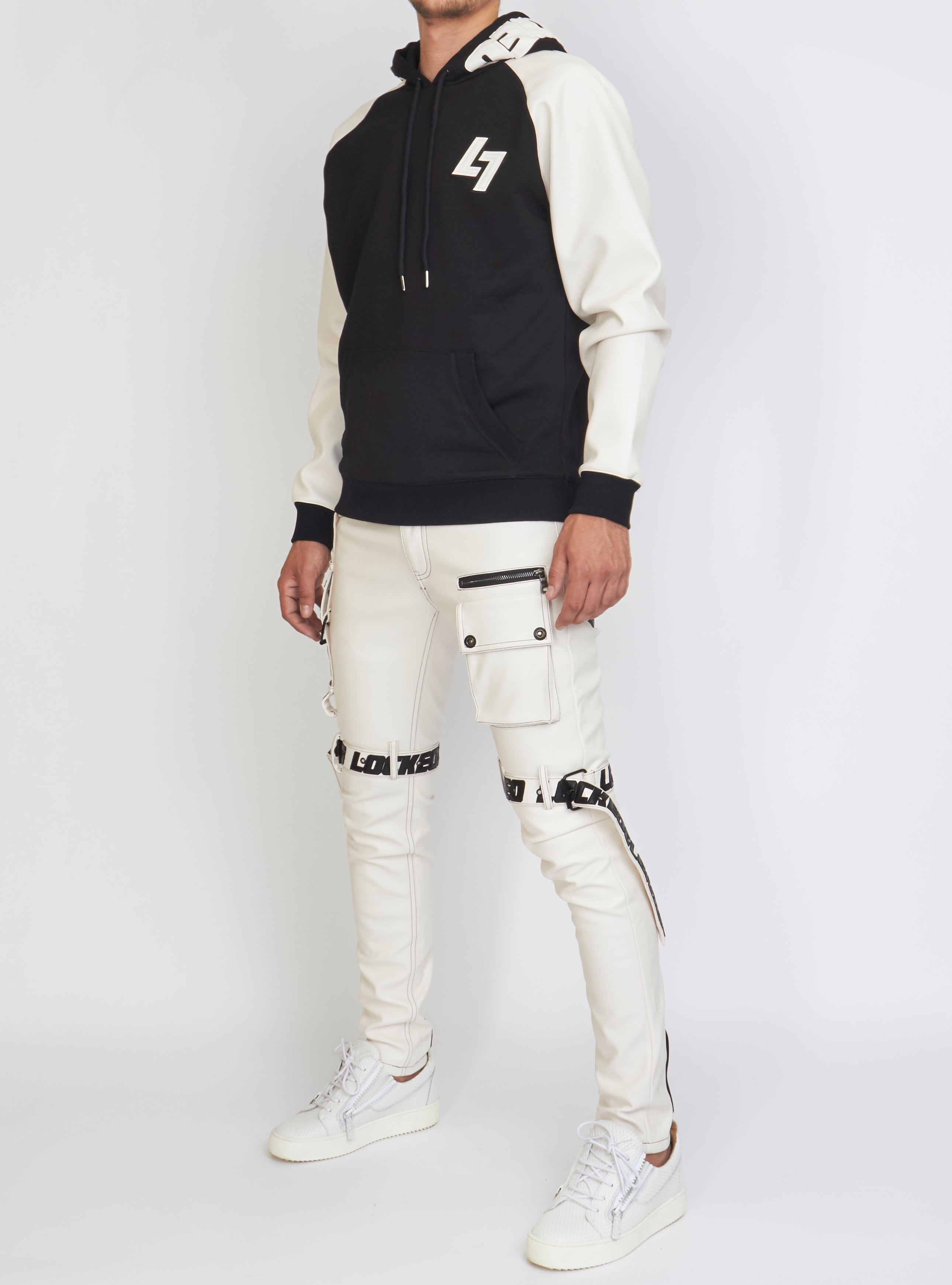 LNL Hoodie - Leather - Black and White - LLFZ1025501
