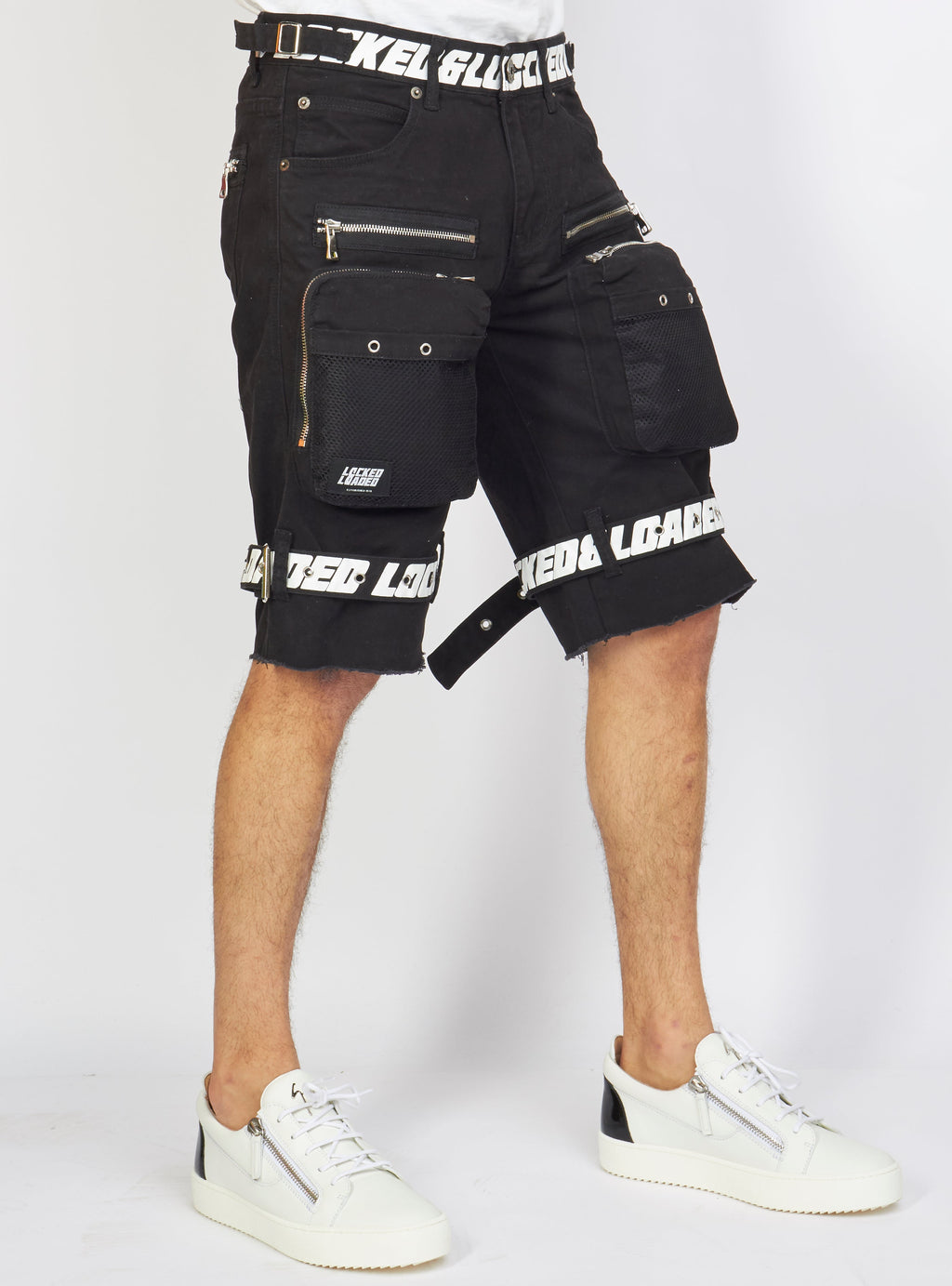 LNL Shorts - Strapped - Black with White - LDS421102