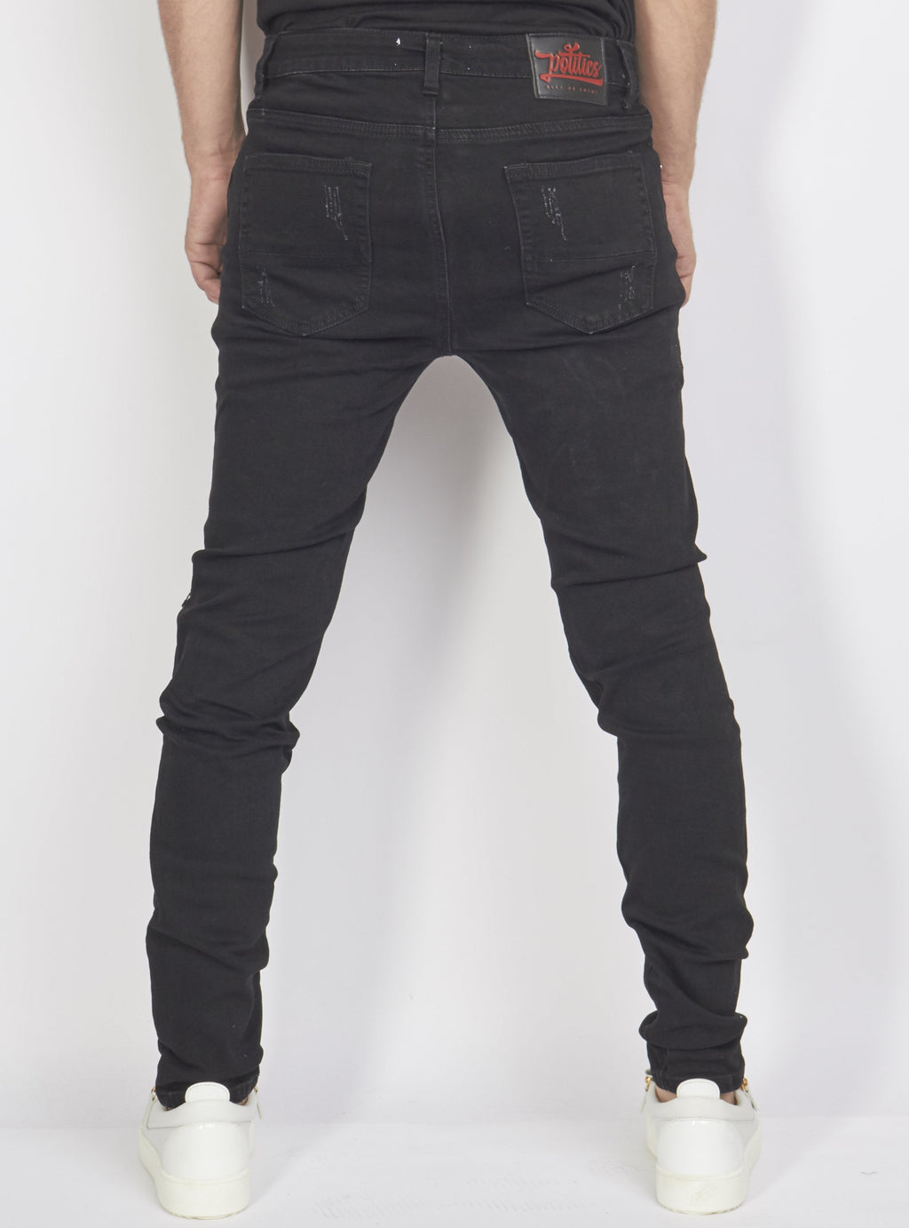 Politics Jeans - Distressed with Leaf Ribbing - Black - PLTKS0521662