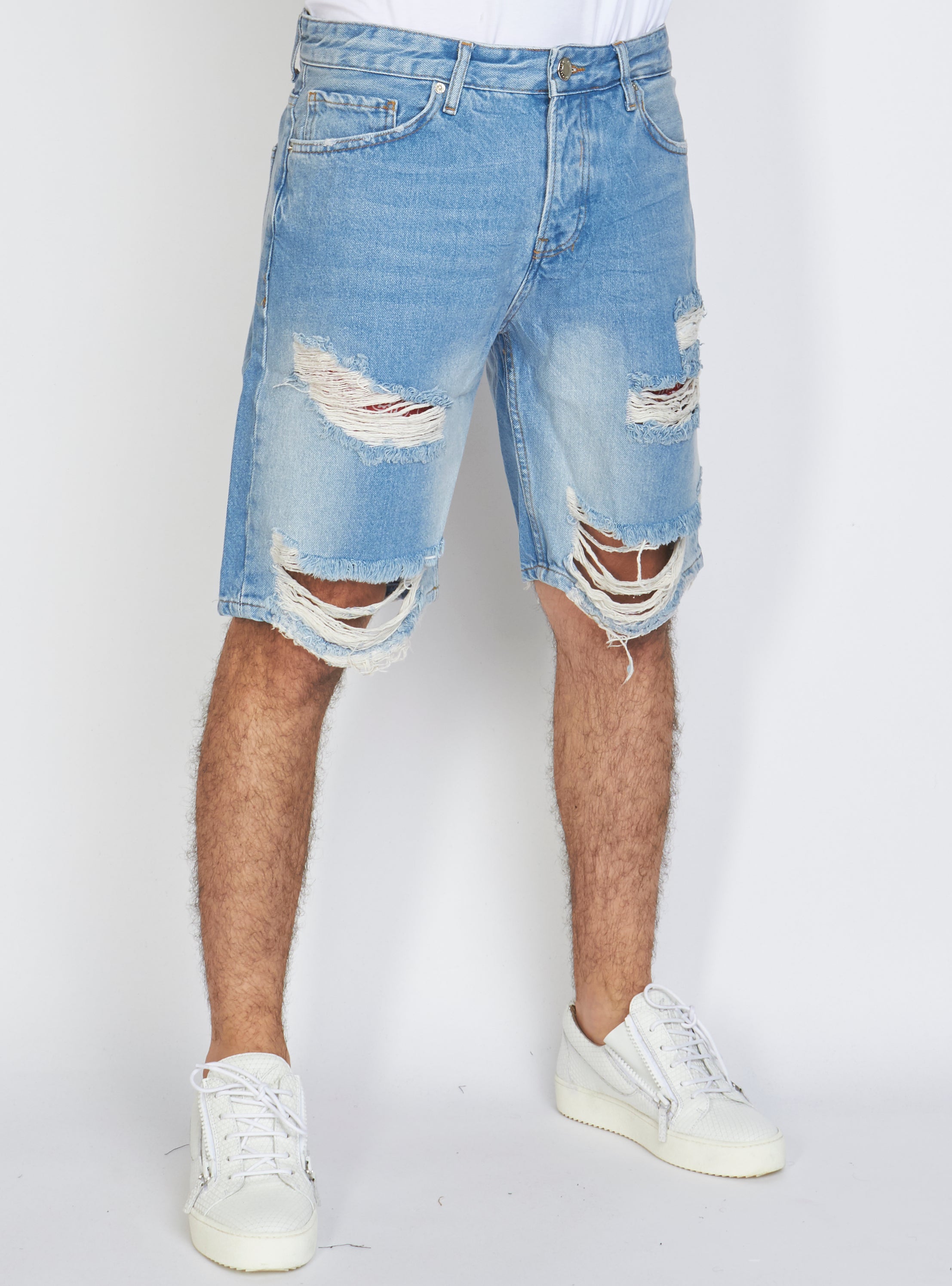 Buyer's Choice Denim Shorts - Rips - Blue - K6195-1