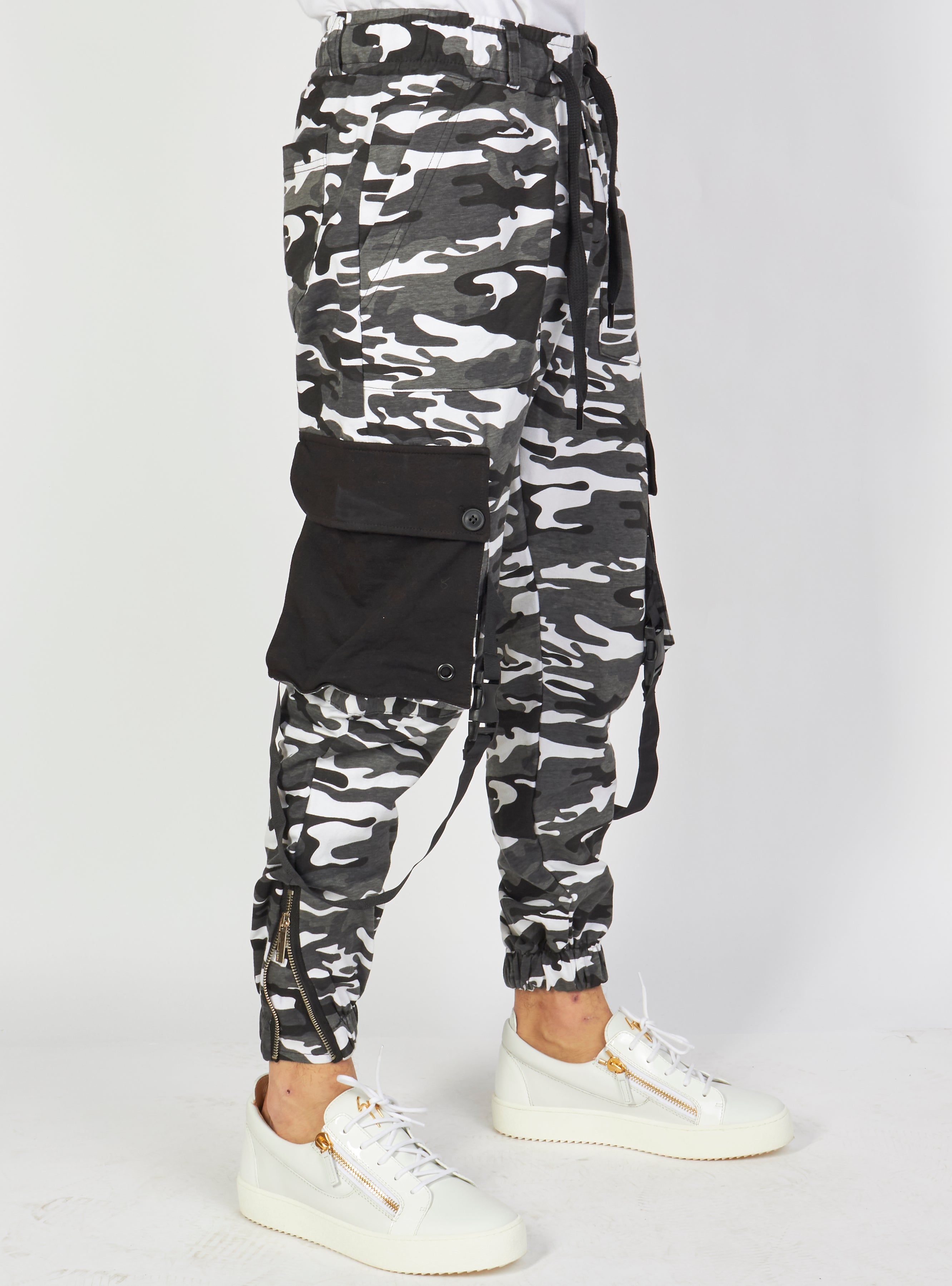 Buyer's Choice Cargo - Camo With Strap - Grey And Black - 9401