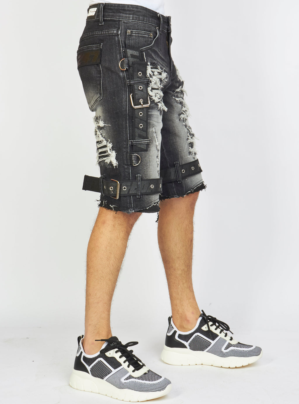 LNL Shorts - Strapped Denim - Black Stone Wash - LDS421101