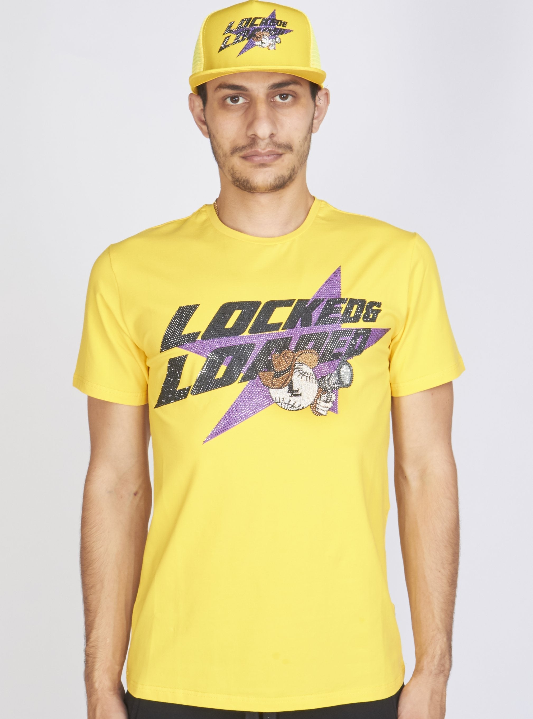 LNL T-Shirt - Heavy Hitta - Black and Purple on Yellow - 102