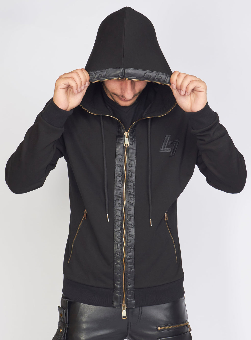 LNL Hoodie - Leather - Black - LLFZ1025500