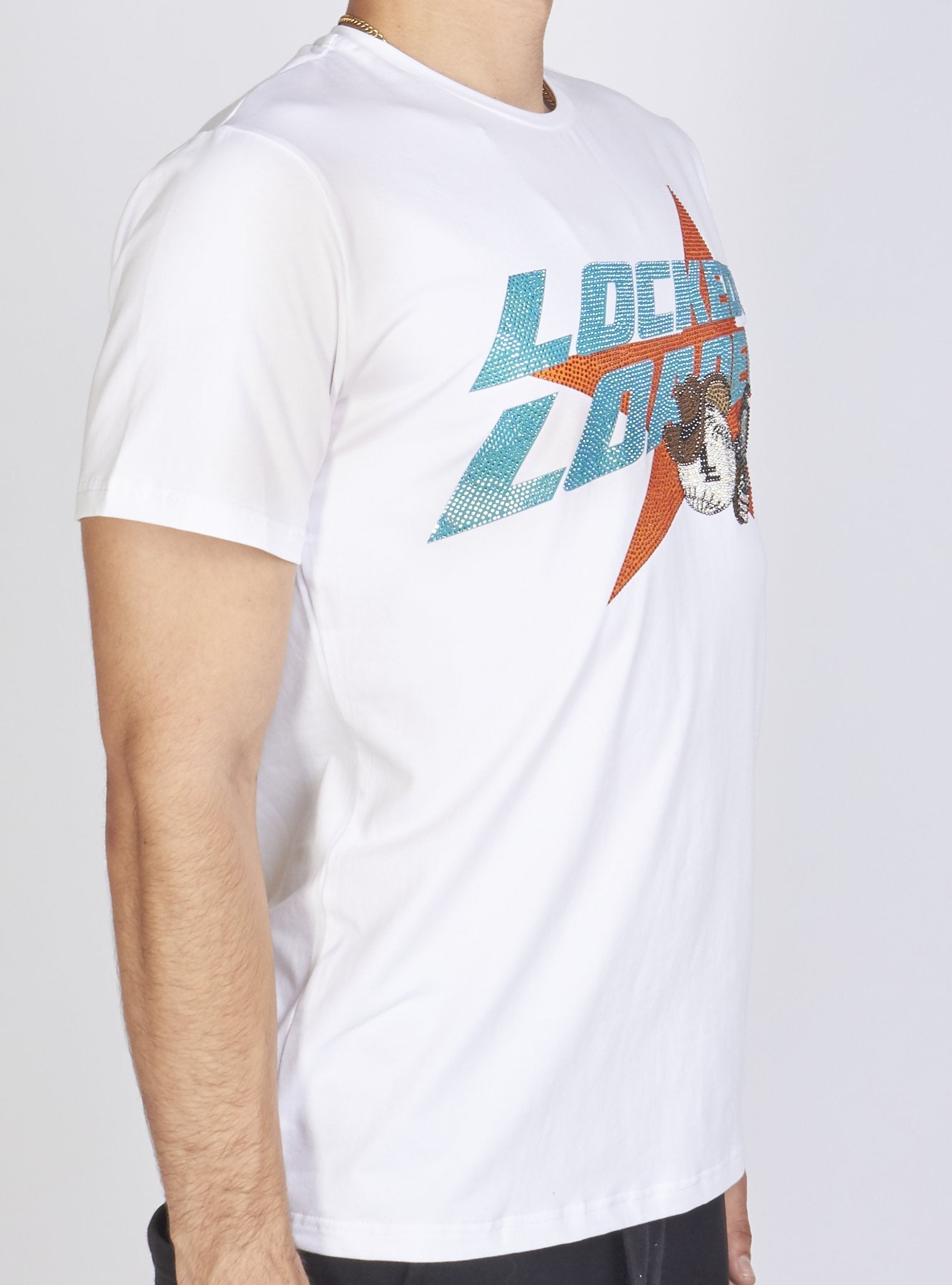 LNL T-Shirt - Heavy Hitta - Aqua with Orange on White - 103