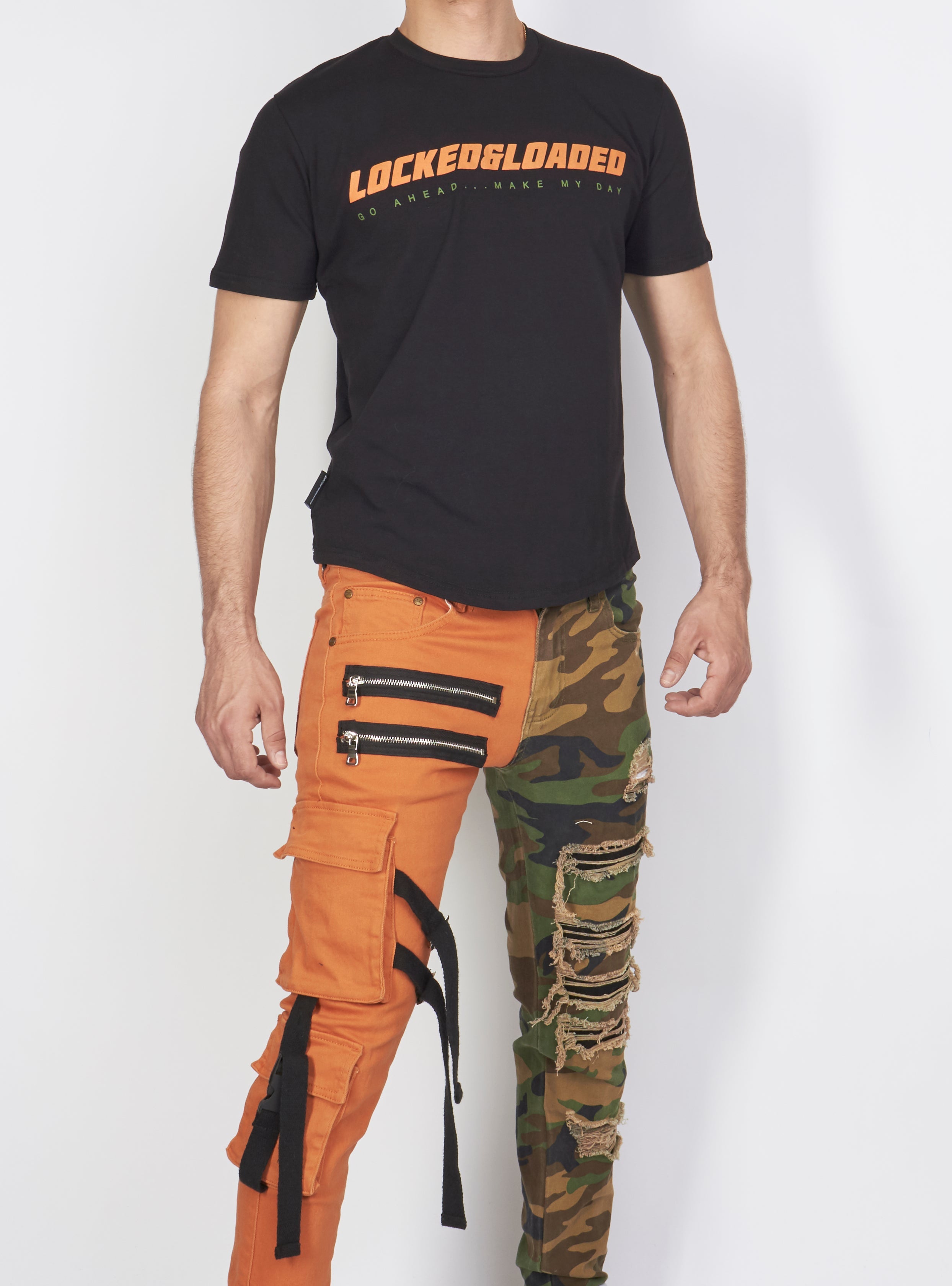 LNL T-Shirt - L&L - Black, Orange And Olive Green