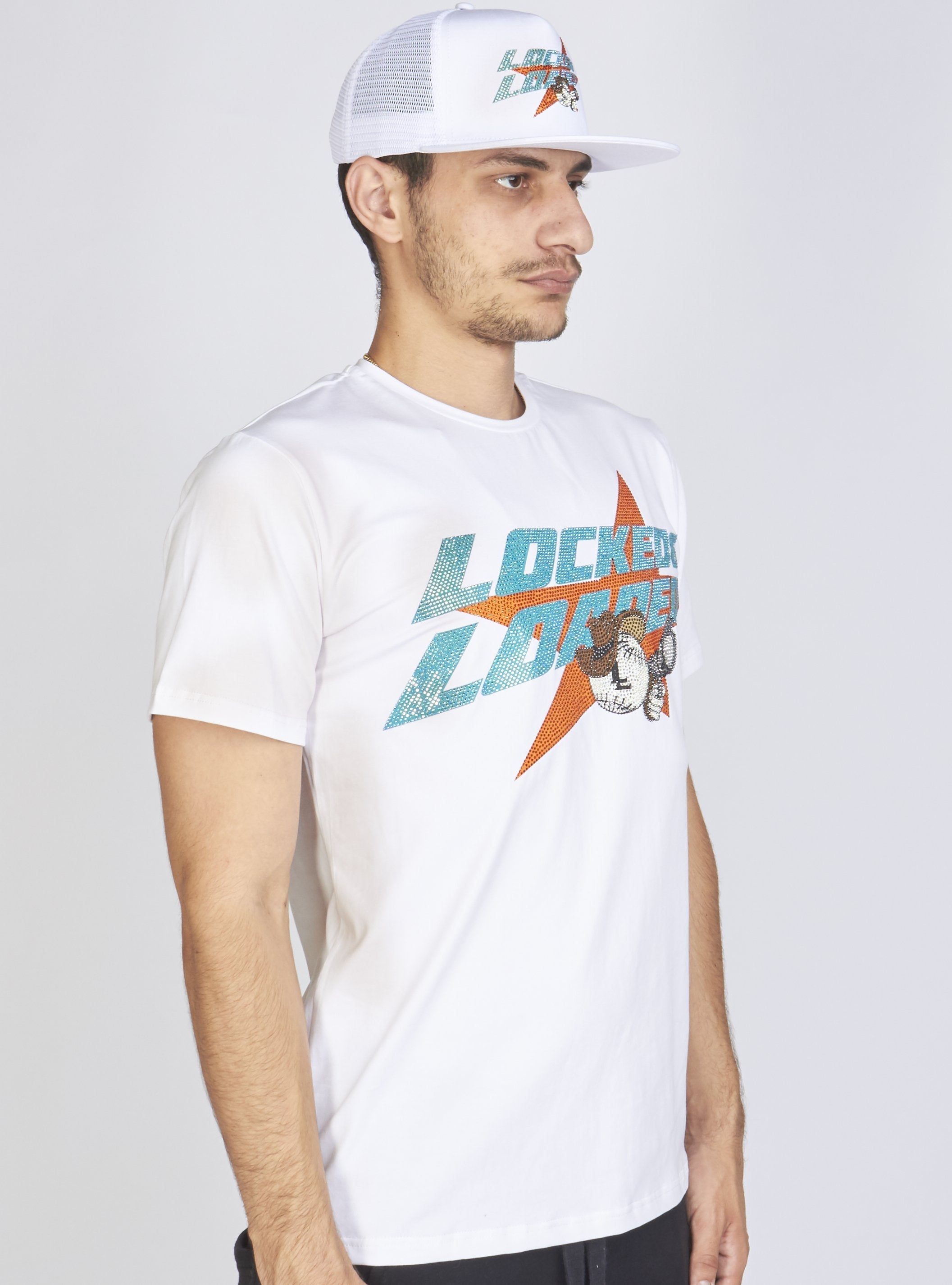 LNL Snapback - Heavy Hitta - Aqua and Coral on White - 205