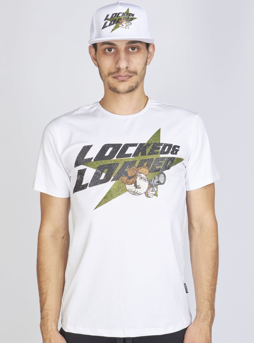LNL T-Shirt - Heavy Hitta - Black and Olive on White - 106