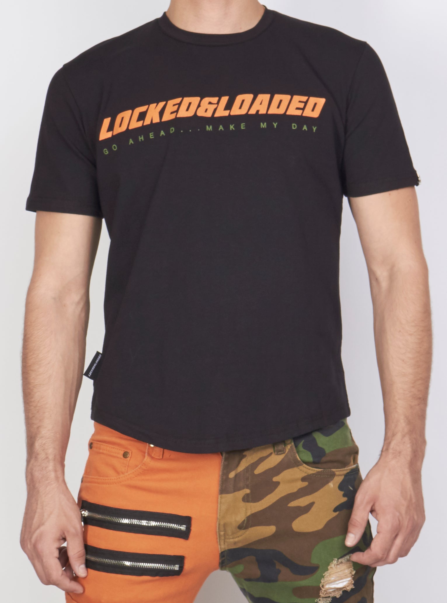 LNL T-Shirt - L&L - Black, Orange And Olive Green