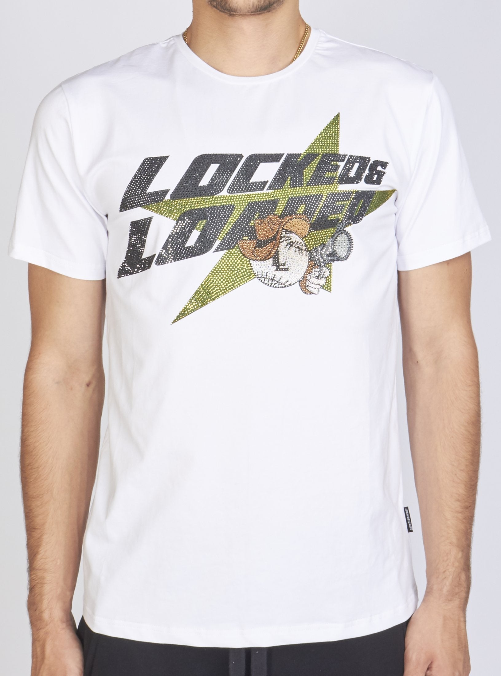 LNL T-Shirt - Heavy Hitta - Black and Olive on White - 106