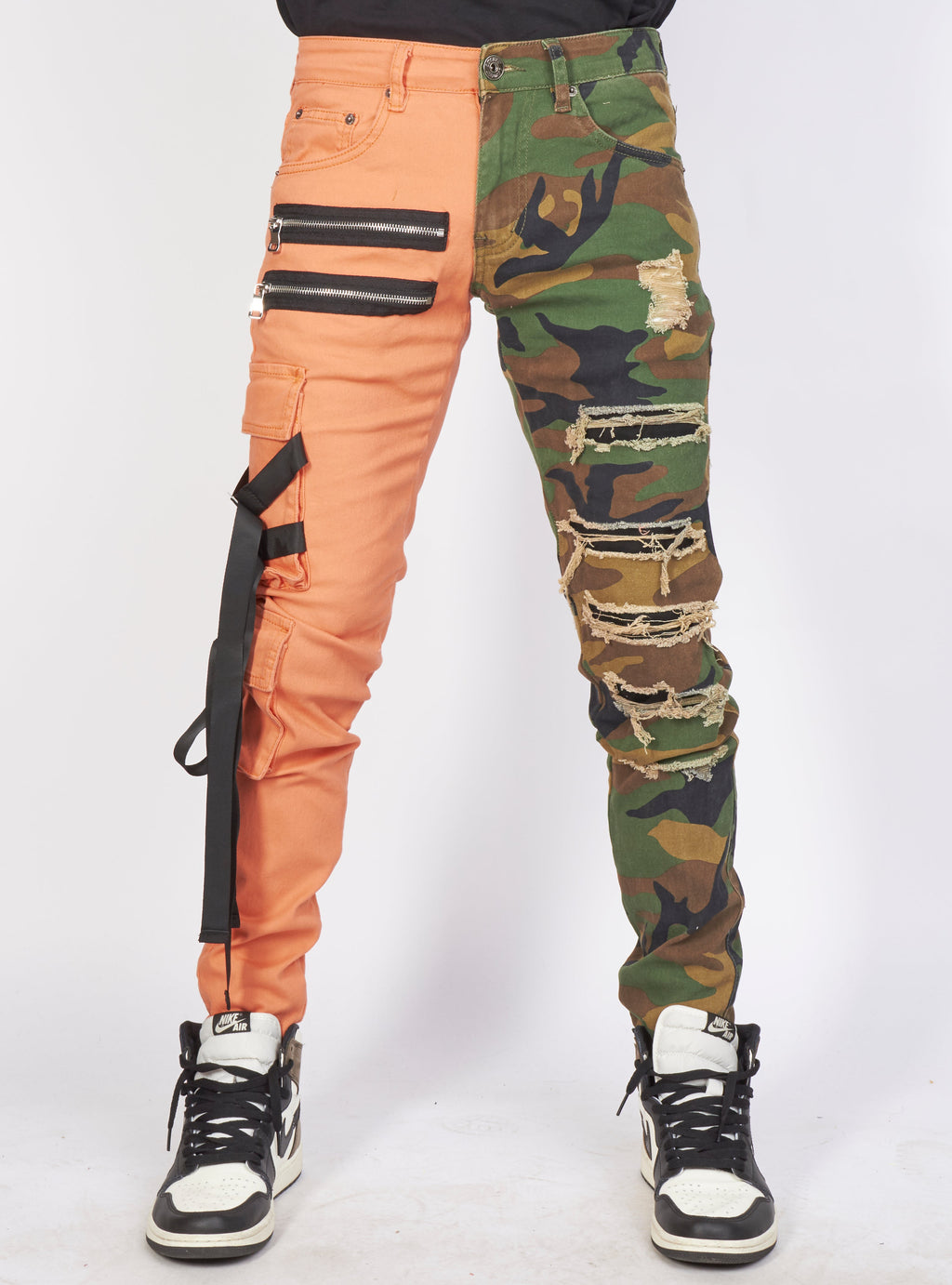 LNL Jeans - Split Straps - Orange and Camo - LL106