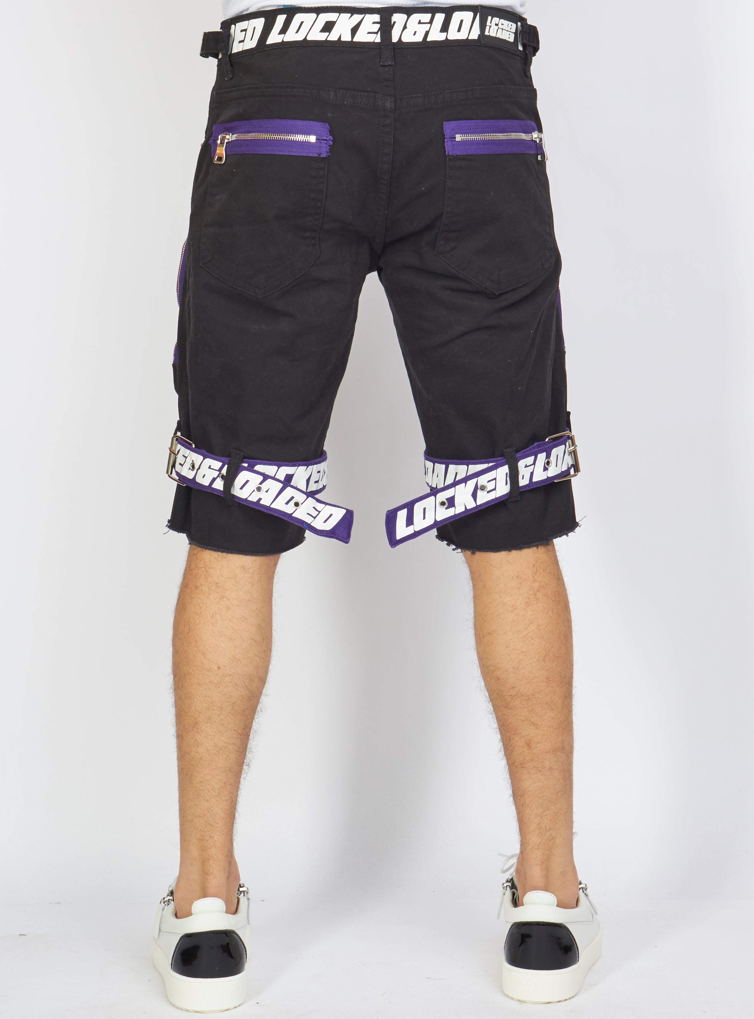 LNL Shorts - Strapped - Black and Purple - LDS421102