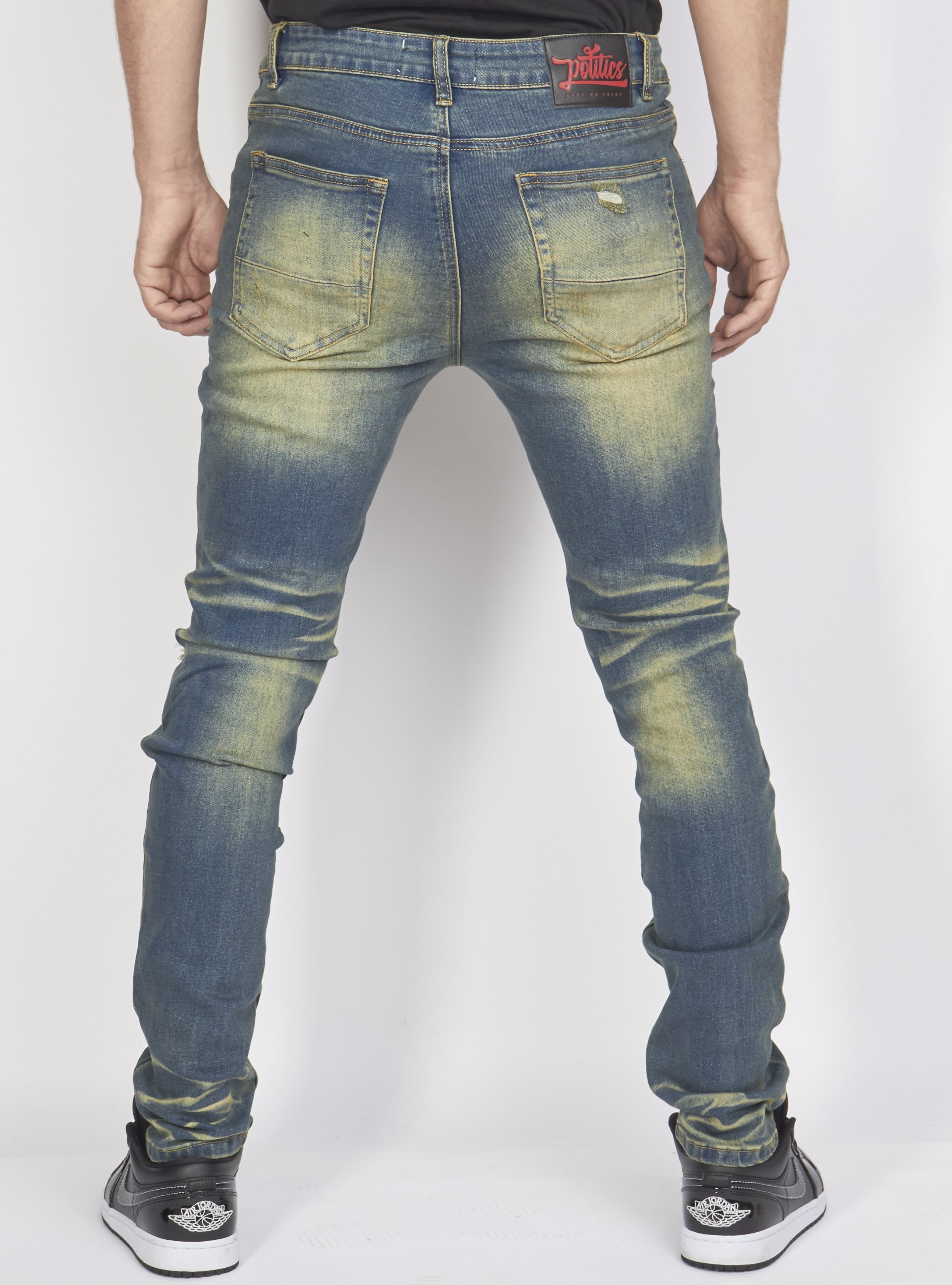 Politics Jeans - Distressed with Ribbing - Vintage with Black - PLTKS0521671