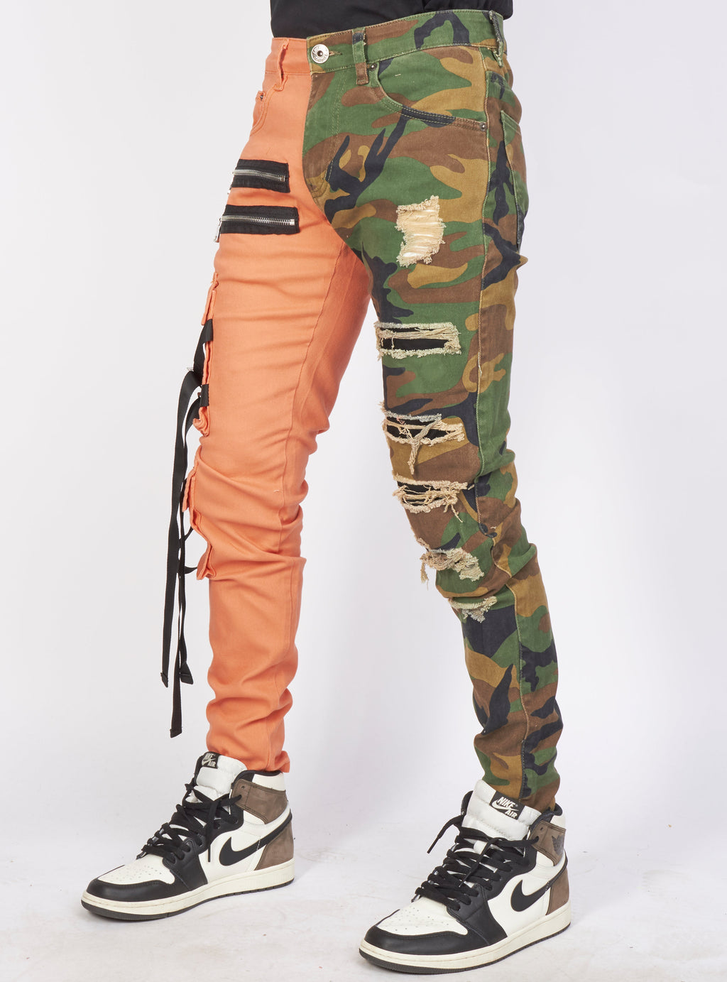 LNL Jeans - Split Straps - Orange and Camo - LL106