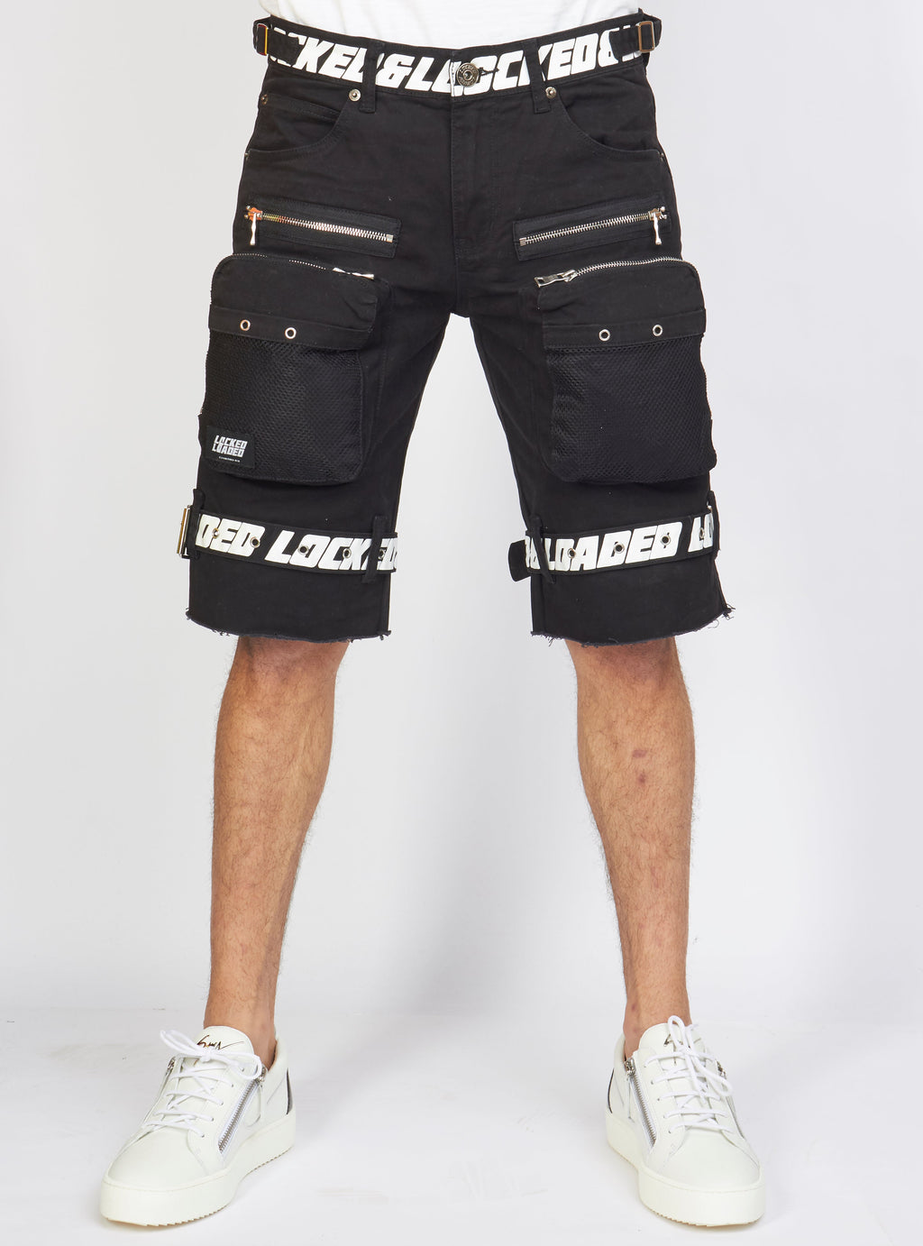 LNL Shorts - Strapped - Black with White - LDS421102