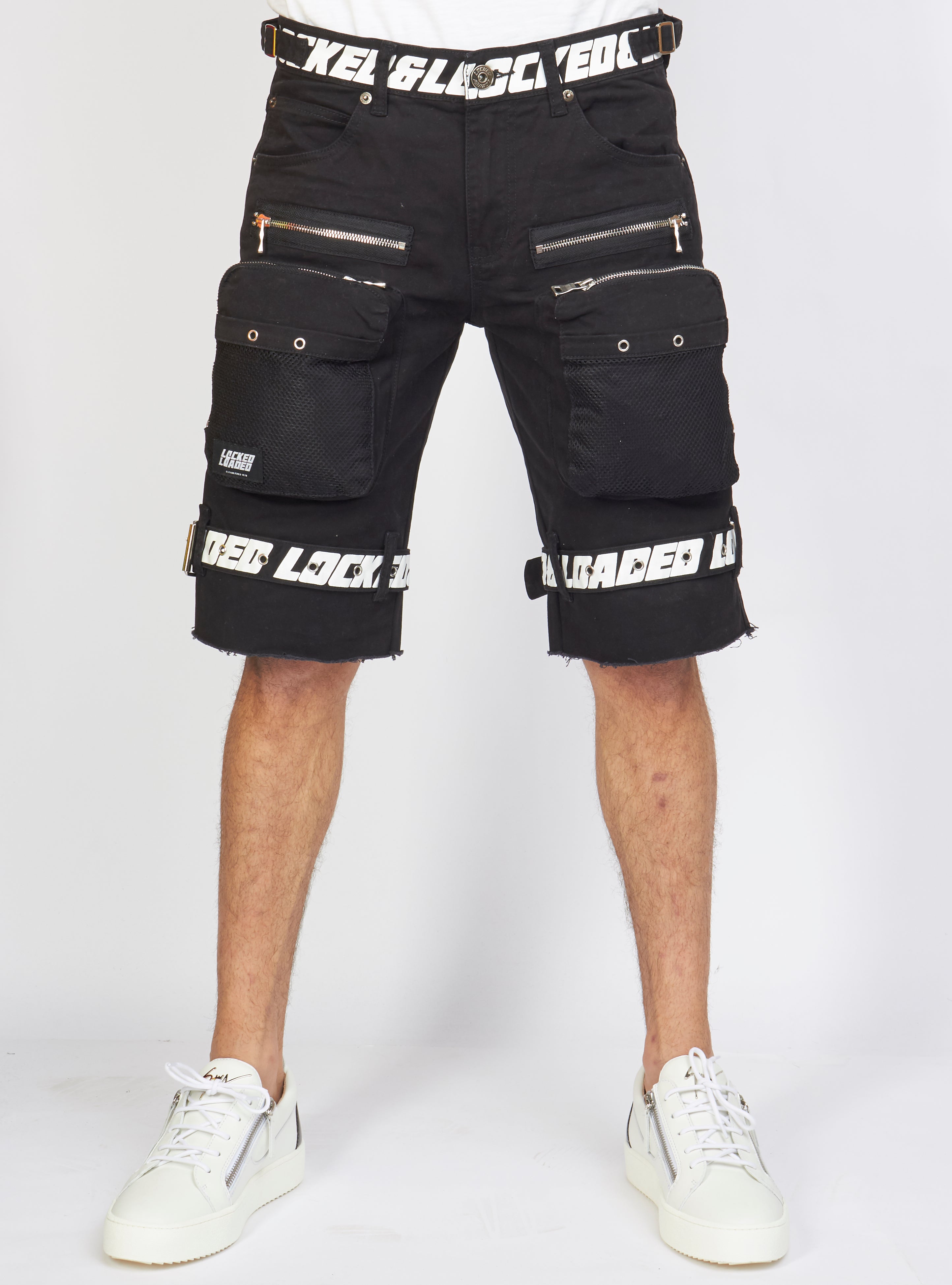 LNL Shorts - Strapped - Black with White - LDS421102
