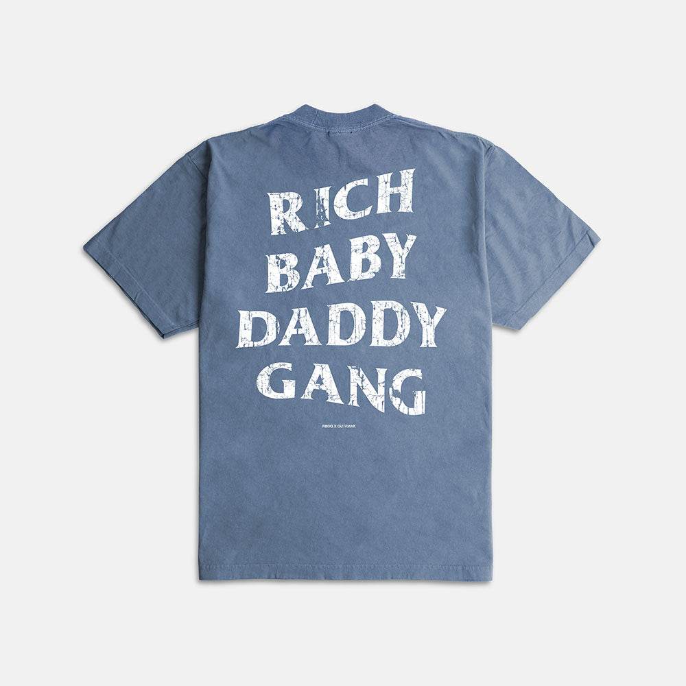 Outrank T-Shirt - Rich Baby Daddy Gang Premium Oversized 3.0- Washed Denim