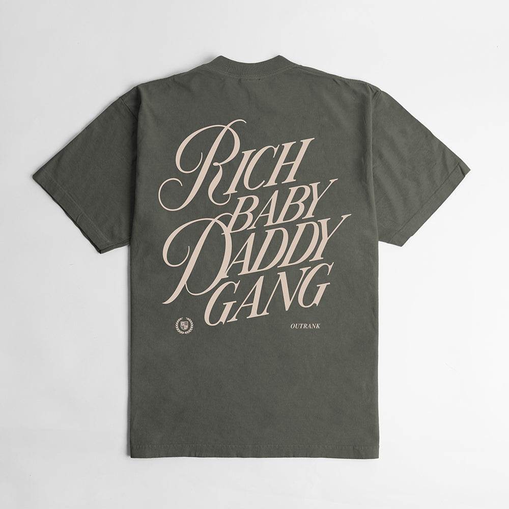 Outrank T-Shirt - Rich Baby Daddy Gang Premium Oversized Crest - Shadow