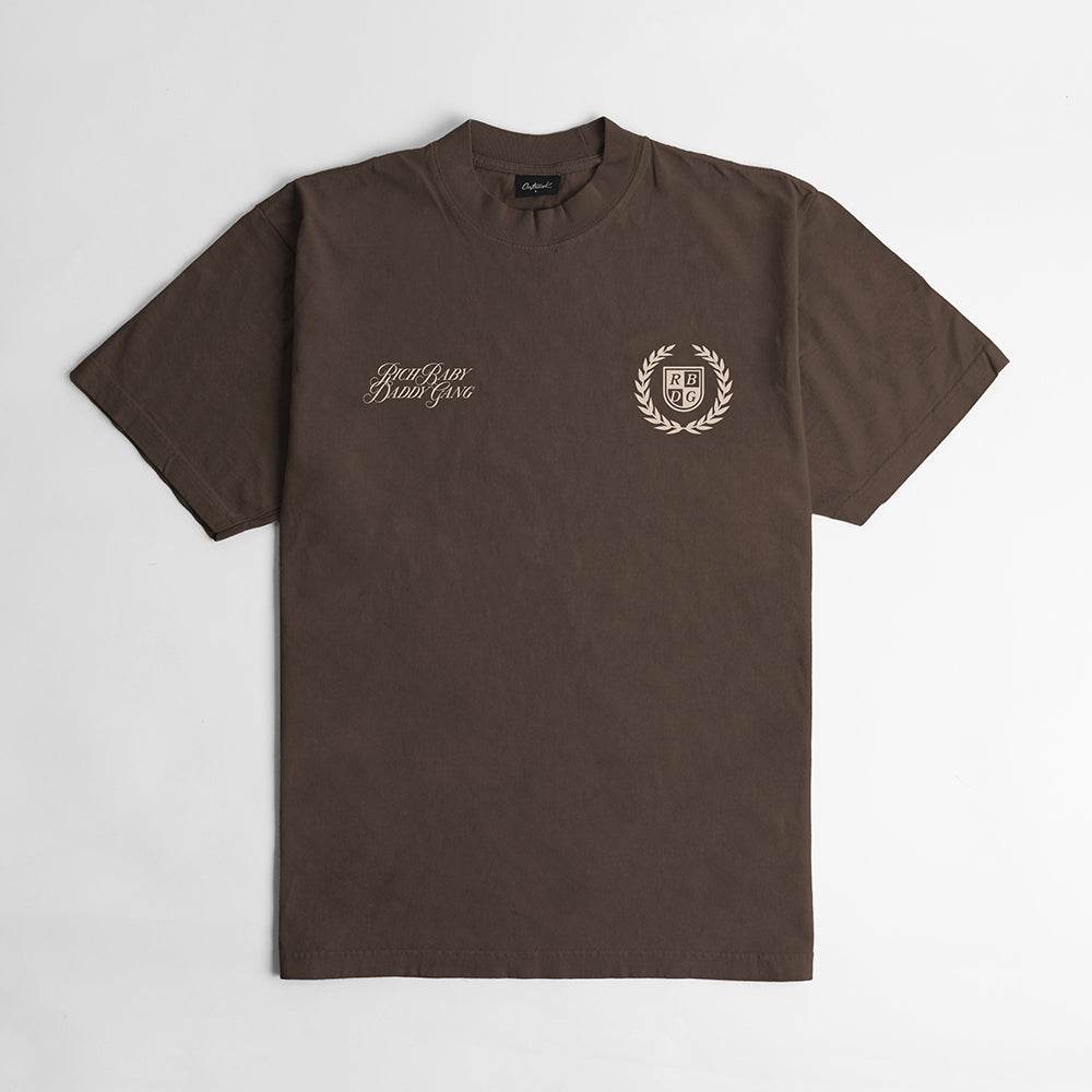Outrank T-Shirt - Rich Baby Daddy Gang Premium Oversized Crest - Mocha