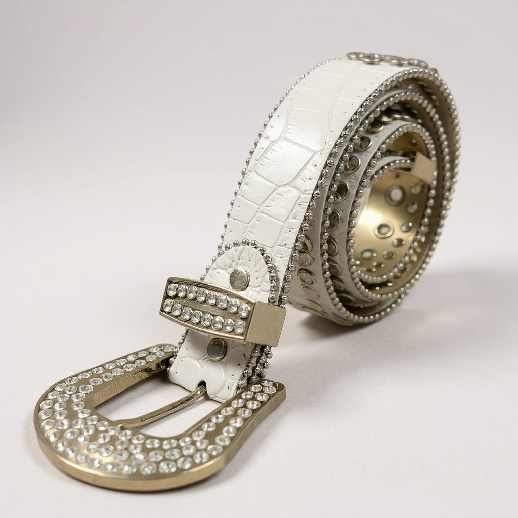 DNA Belt - White With Silver Rhinestones - 20