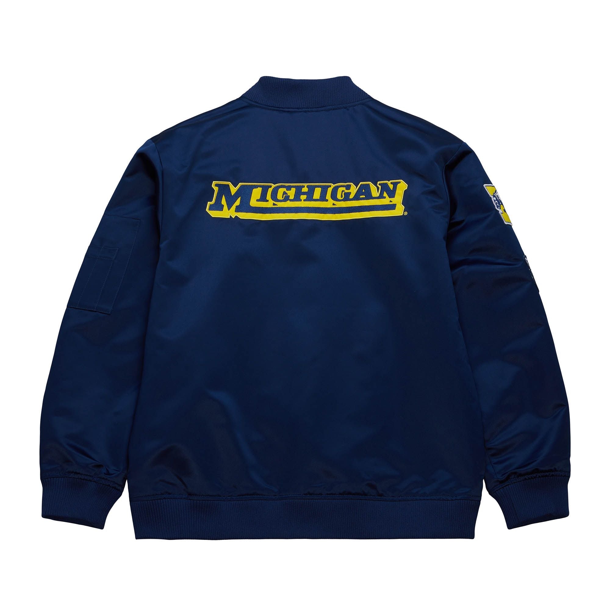 Mitchell & Ness Jacket - Lightweight Satin Bomber Vintage Logo University Of Michigan - Navy - SJKT6599
