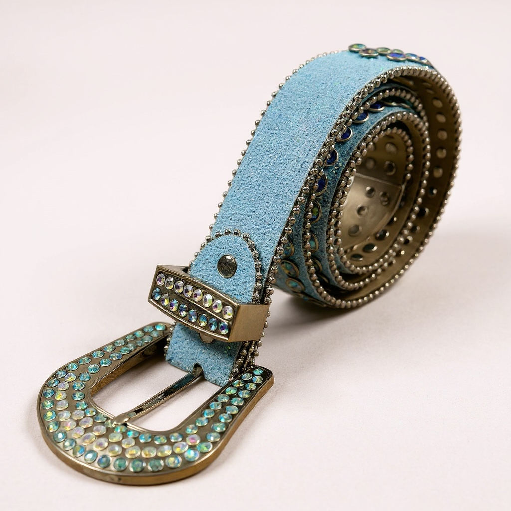 DNA Belt - Sky Blue With Blue Rhinestones - 117