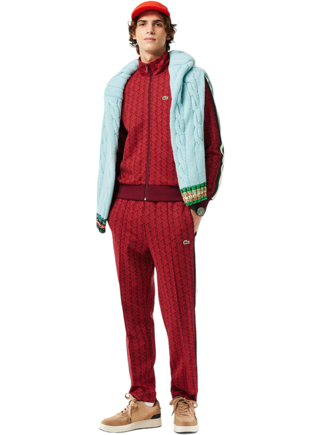 Lacoste Sweatsuit -  Paris Monogram Zip-Up - Red - SH1368