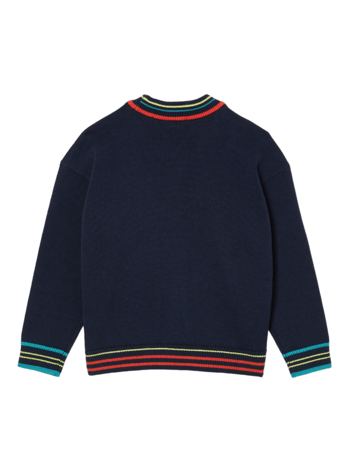 Lacoste Sweater - Kids' Cotton and Wool Blend V-Neck - Navy - AJ1201
