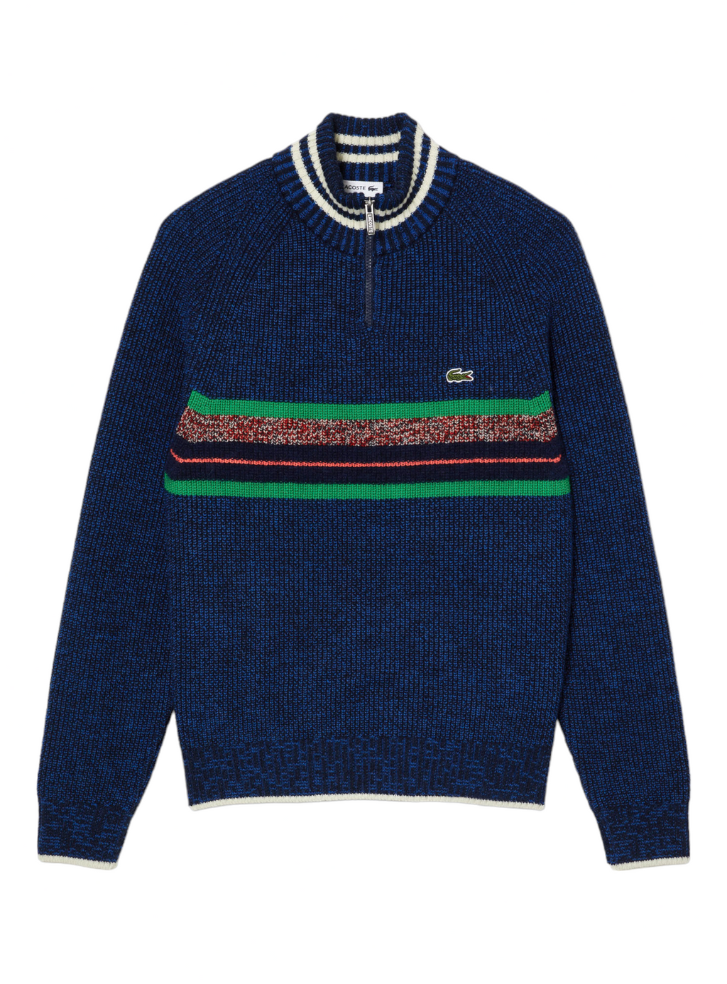 Lacoste Sweater - Made in France High-Neck Wool - Navy Blue White - AH0817