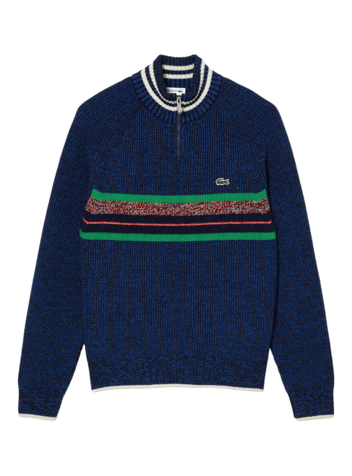 Lacoste Sweater - Made in France High-Neck Wool - Navy Blue White - AH0817